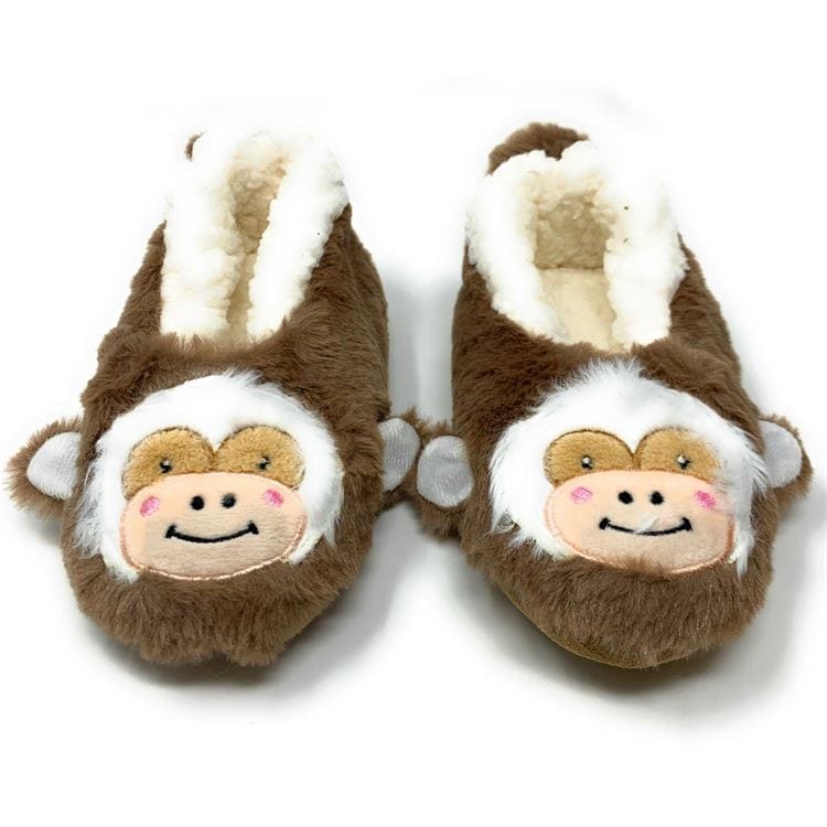 Let's Monkey Around Plush Fuzzy Monkey Footie Slipper Socks *、mySite、g9winljtr