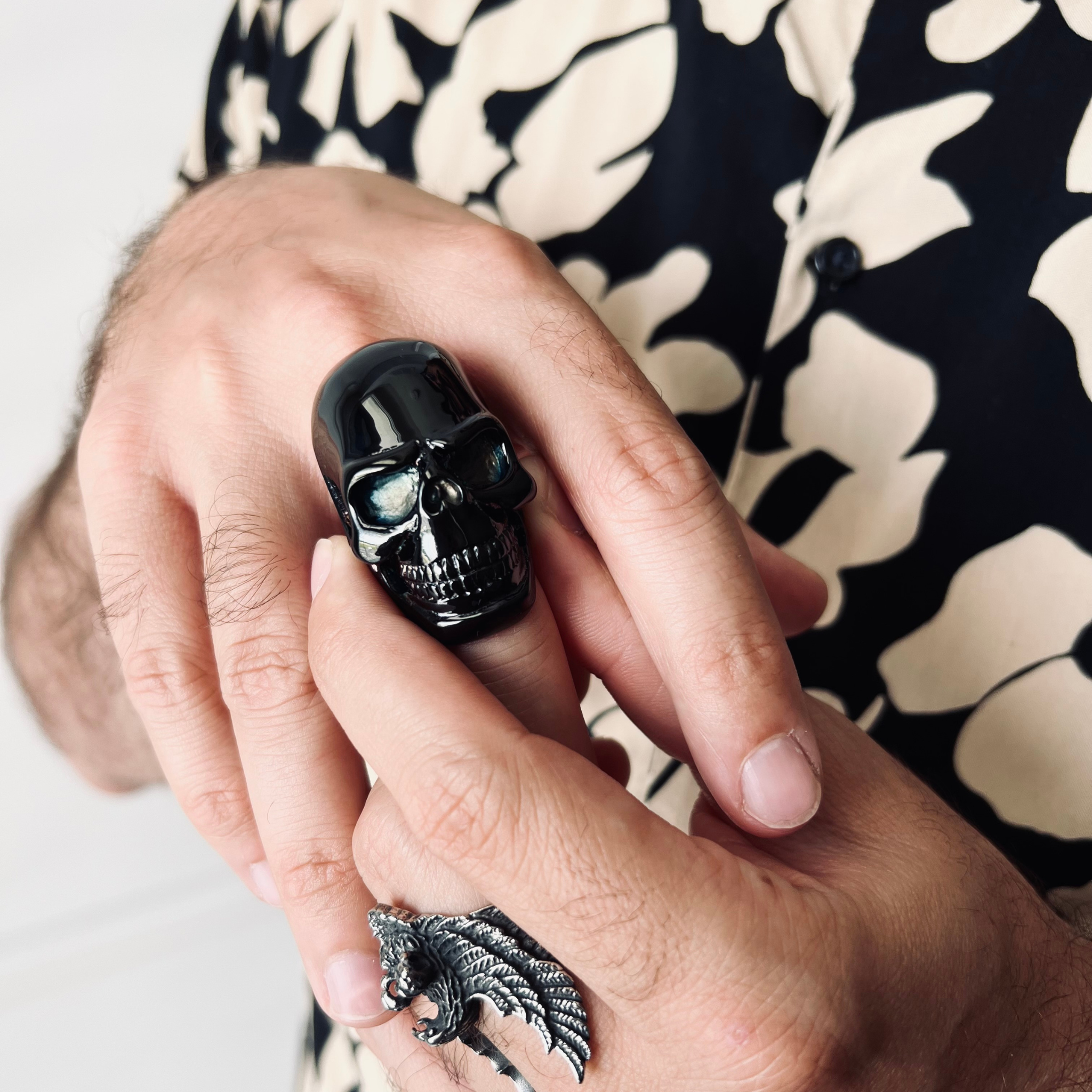 Stainless Steel Black Skull Ring / SCR4094、mySite、dreamappss