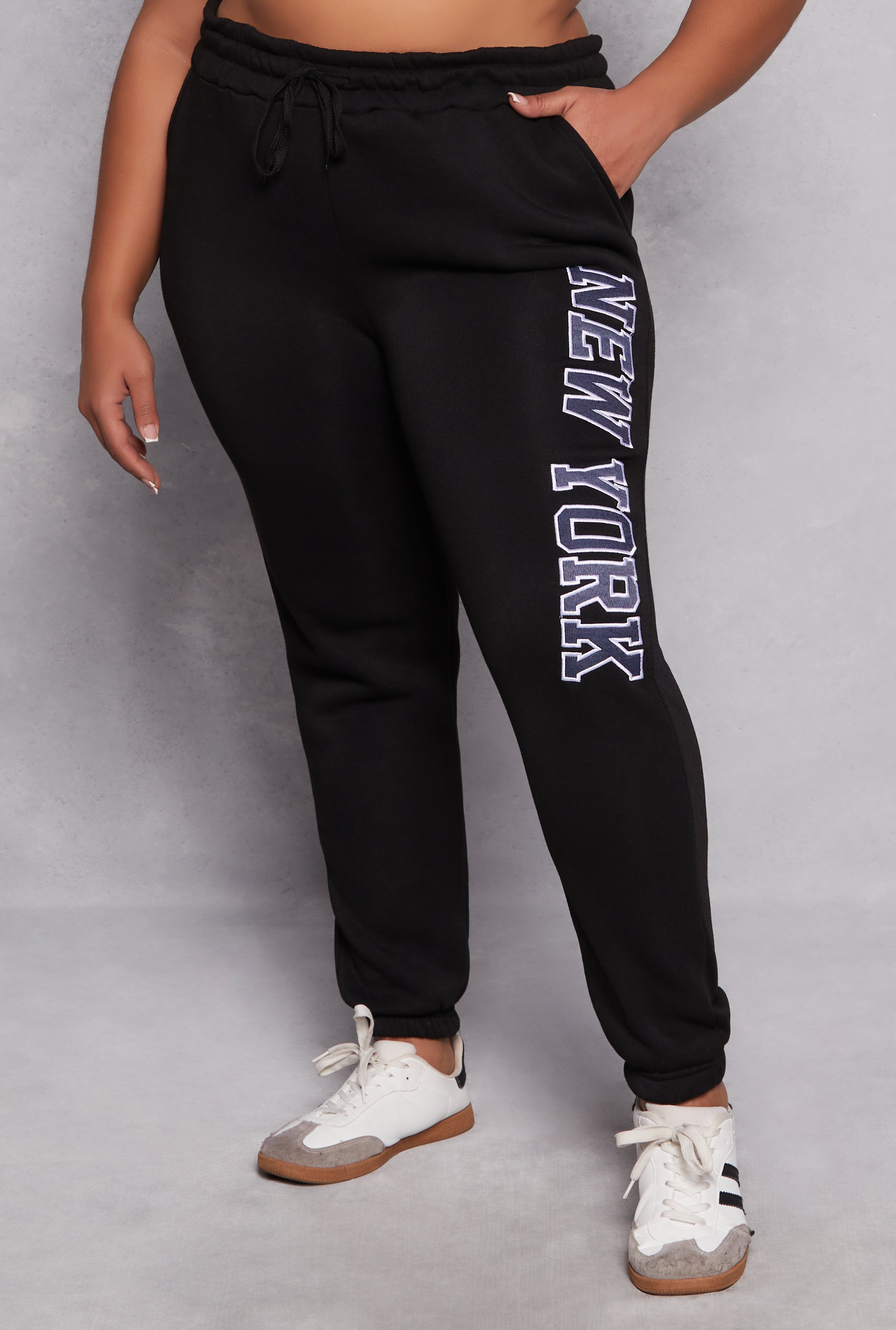 Plus Size New York Embroidered Sweatpants、mySite、camillekostekn