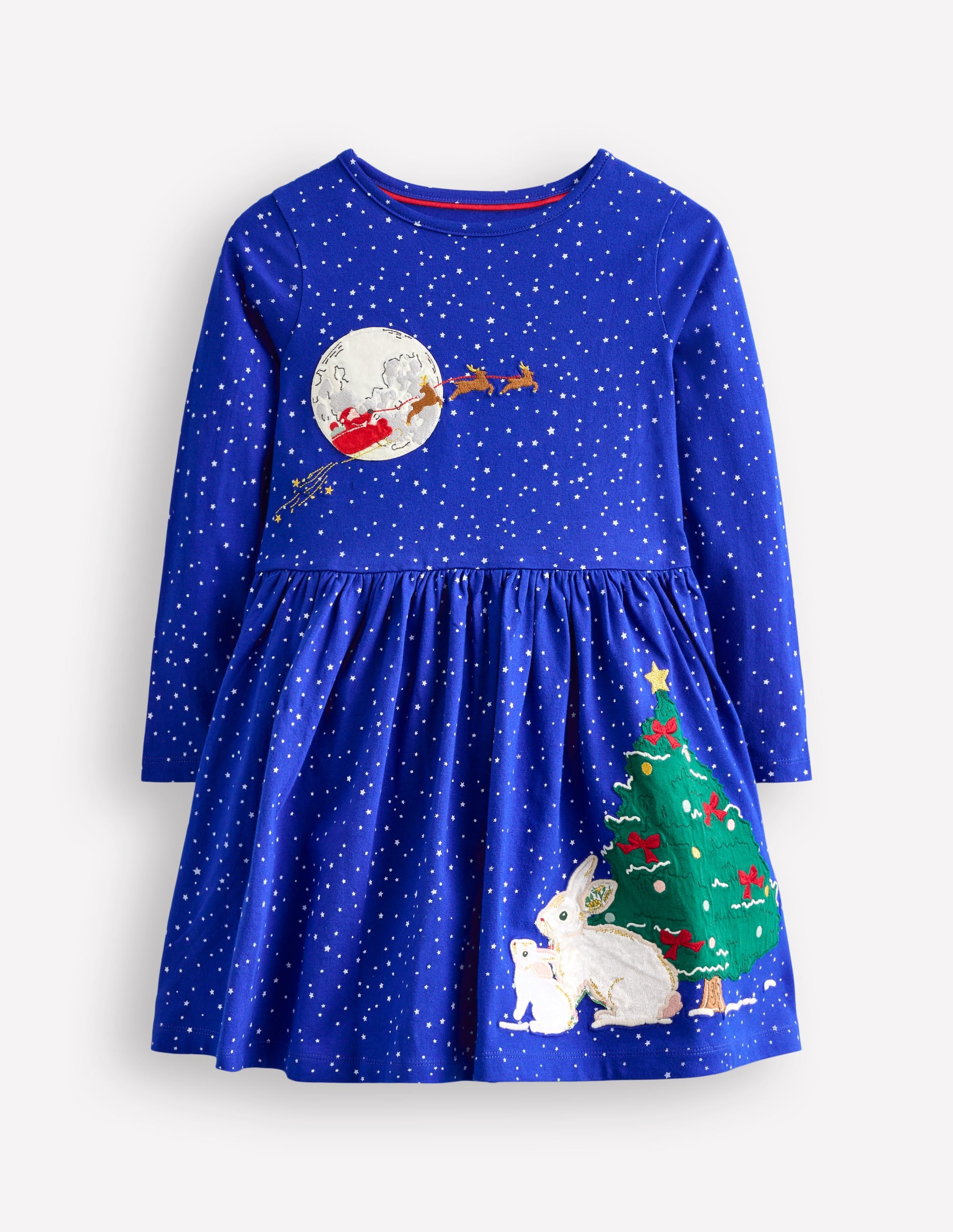  Appliqué Hem Jersey Dress-Soft Starboard Blue Christmas、mySite、ashleygrahame