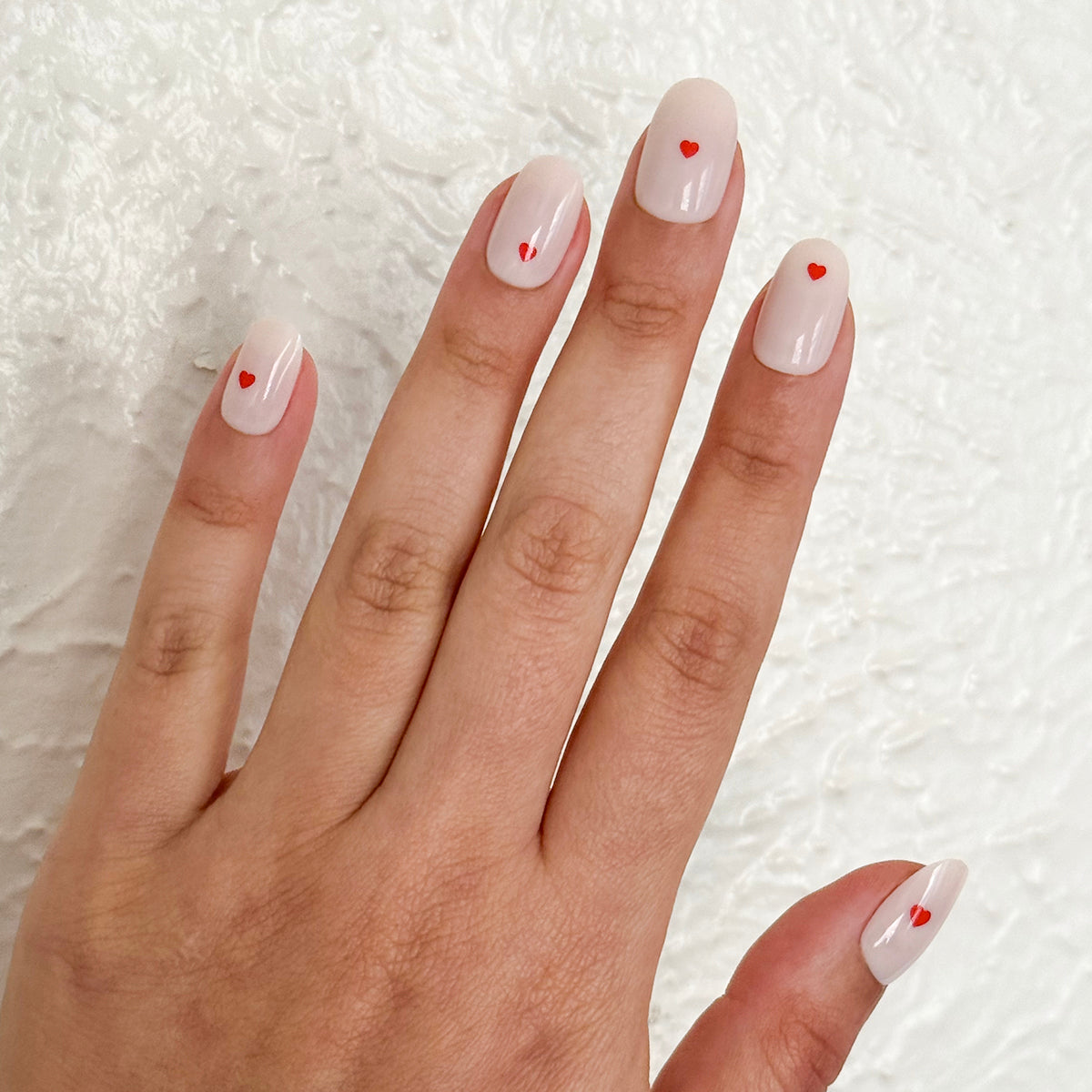 Red Hearts | Short | Round - Tab Press-On、mySite、solidvoid