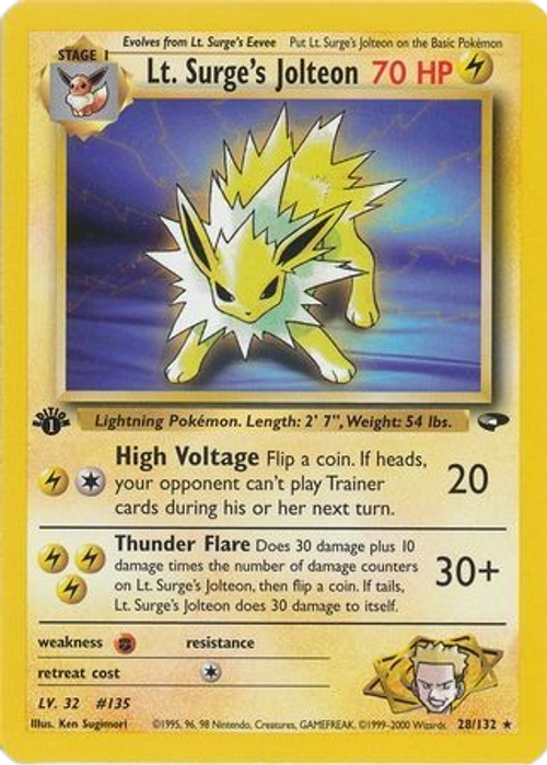 Lt. Surge's Jolteon - 28/132 - Rare 1st Edition、mySite、waistdrama