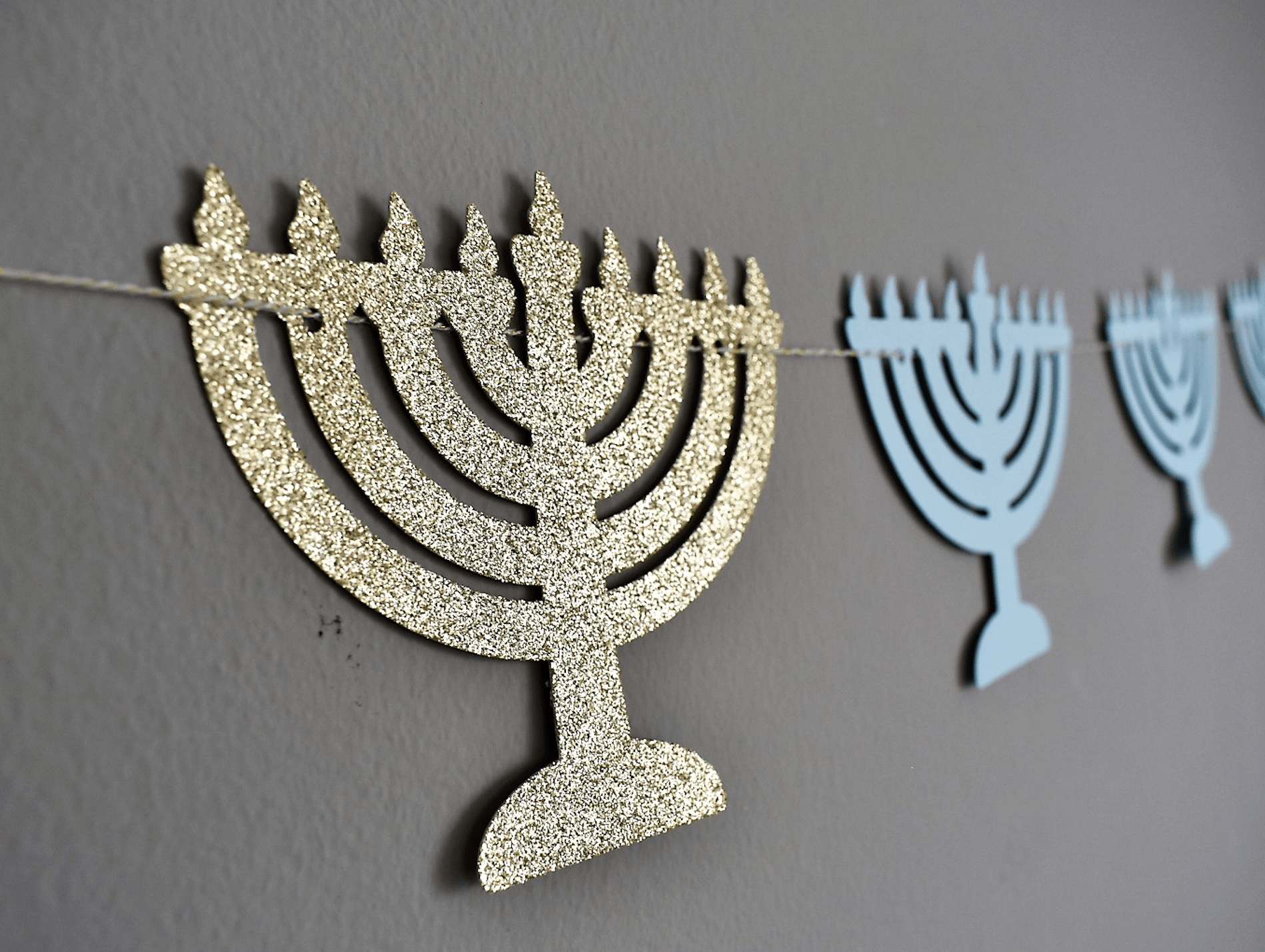 Menorah Garland - Light Blue and Gold、mySite、topwebapps