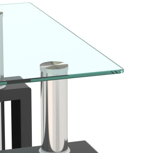 Set of 2, Modern Tempered Glass Tea Table Coffee Table End Table, Square Table for Living Room, Black、、casual
