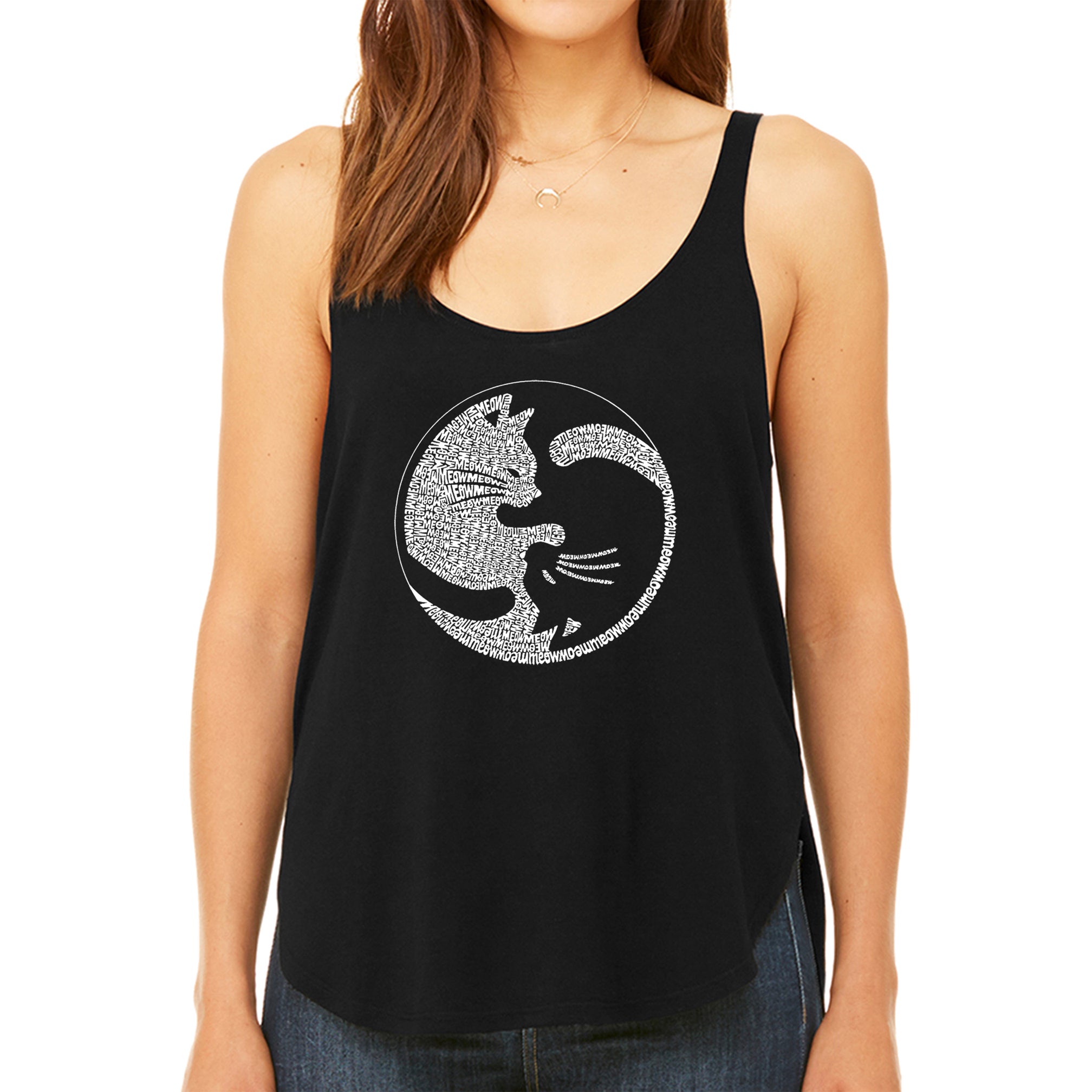 Yin Yang Cat - Women's Premium Word Art Flowy Tank Top、mySite、camillekostekn