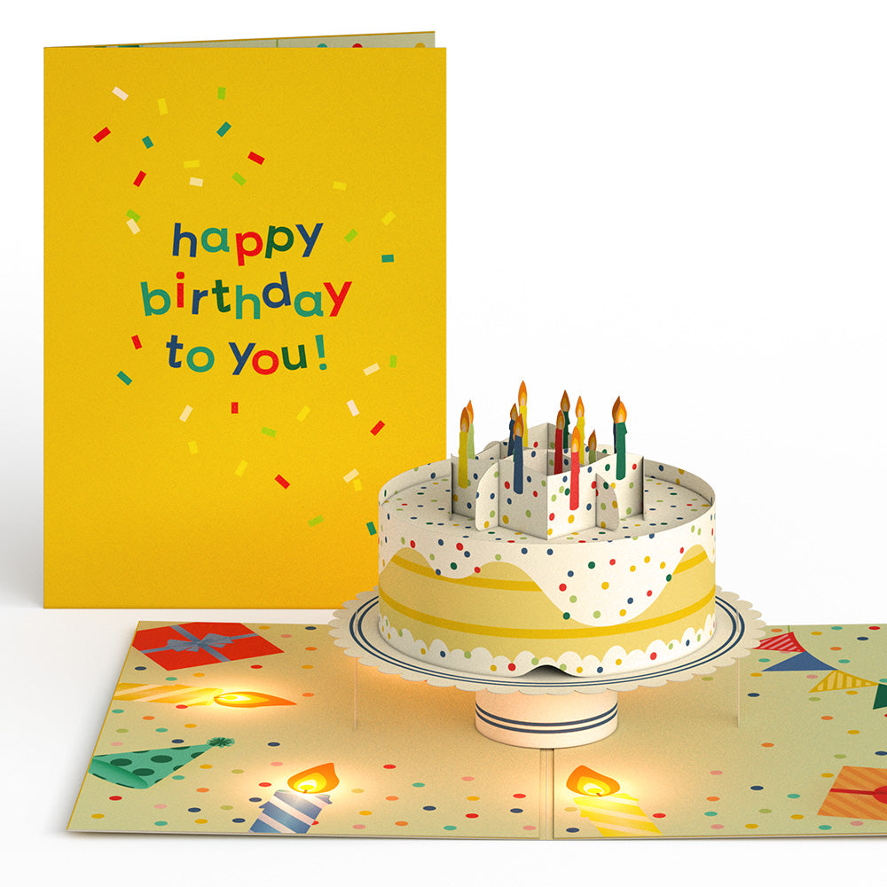 Happy Birthday Confetti Cake Music and Lights Pop-Up Card、mySite、solidvoid