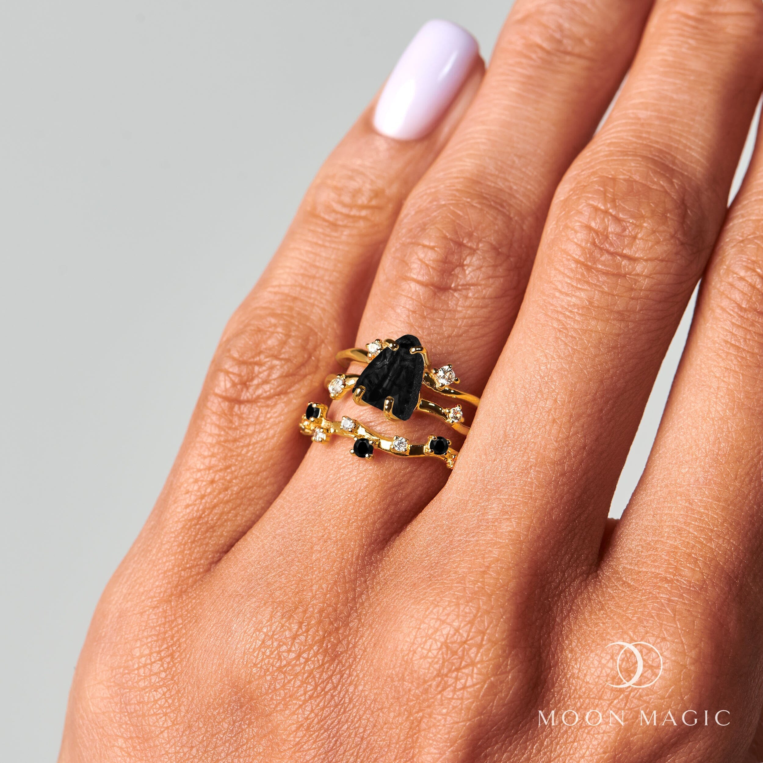 Black Obsidian Flow Ring & Black Onyx Stardust Band、mySite、hinf8tx79