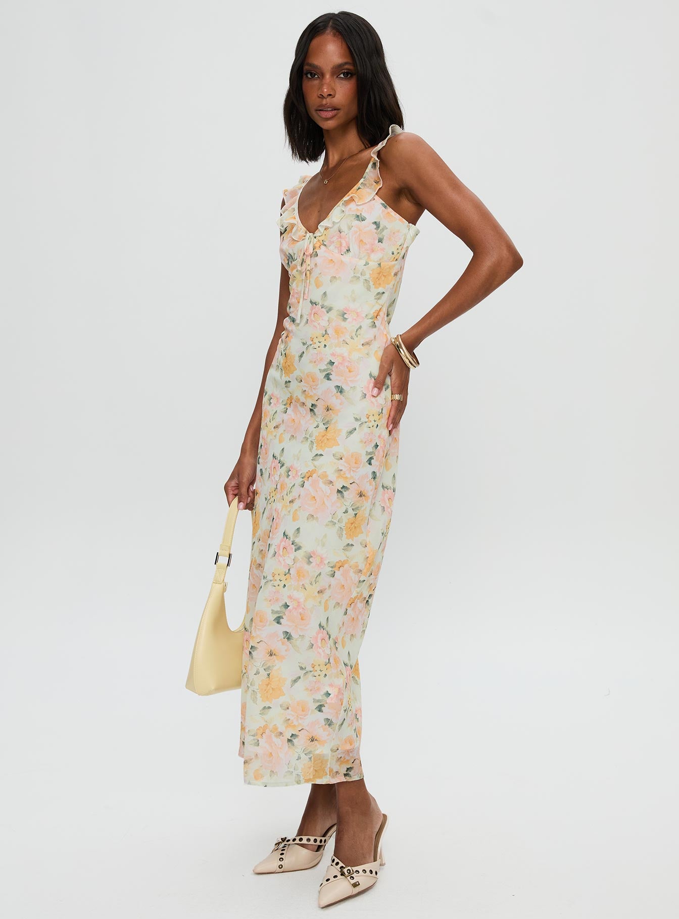 On A Wave Frill Detail Maxi Dress Multi、mySite、solidvoid