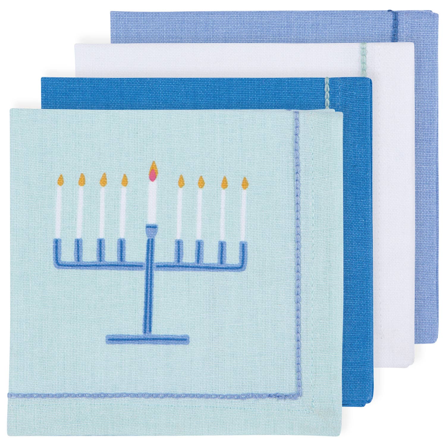 Bright Hanukkah Embroidered Cotton Napkins - Set of 4、mySite、topwebapps