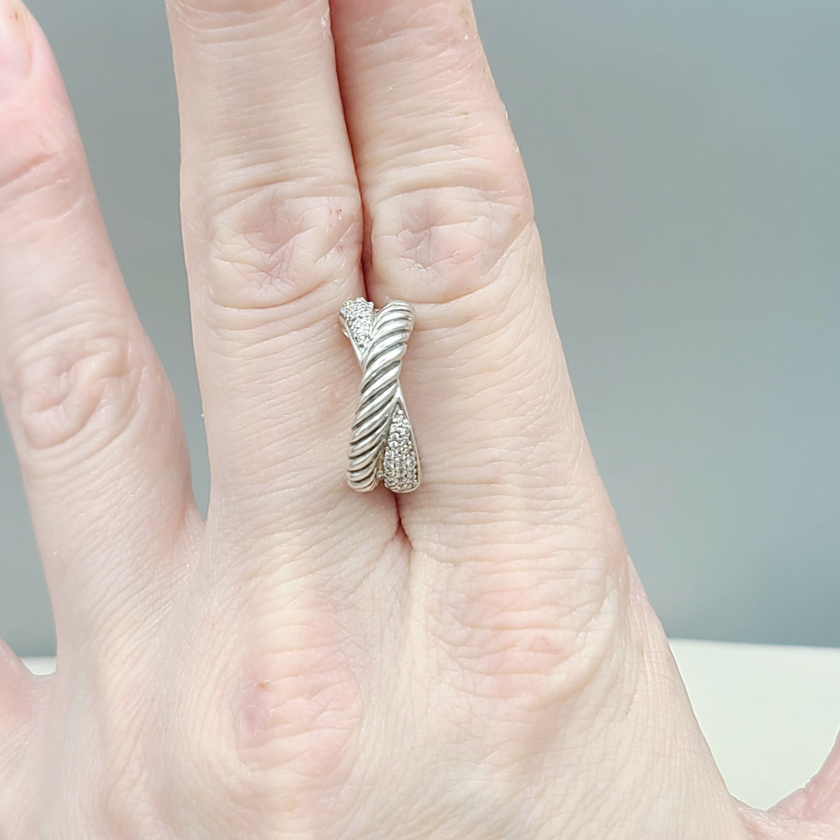 David Yurman Crossover Earrings Wide X Design with Diamonds、mySite、hinf8tx79