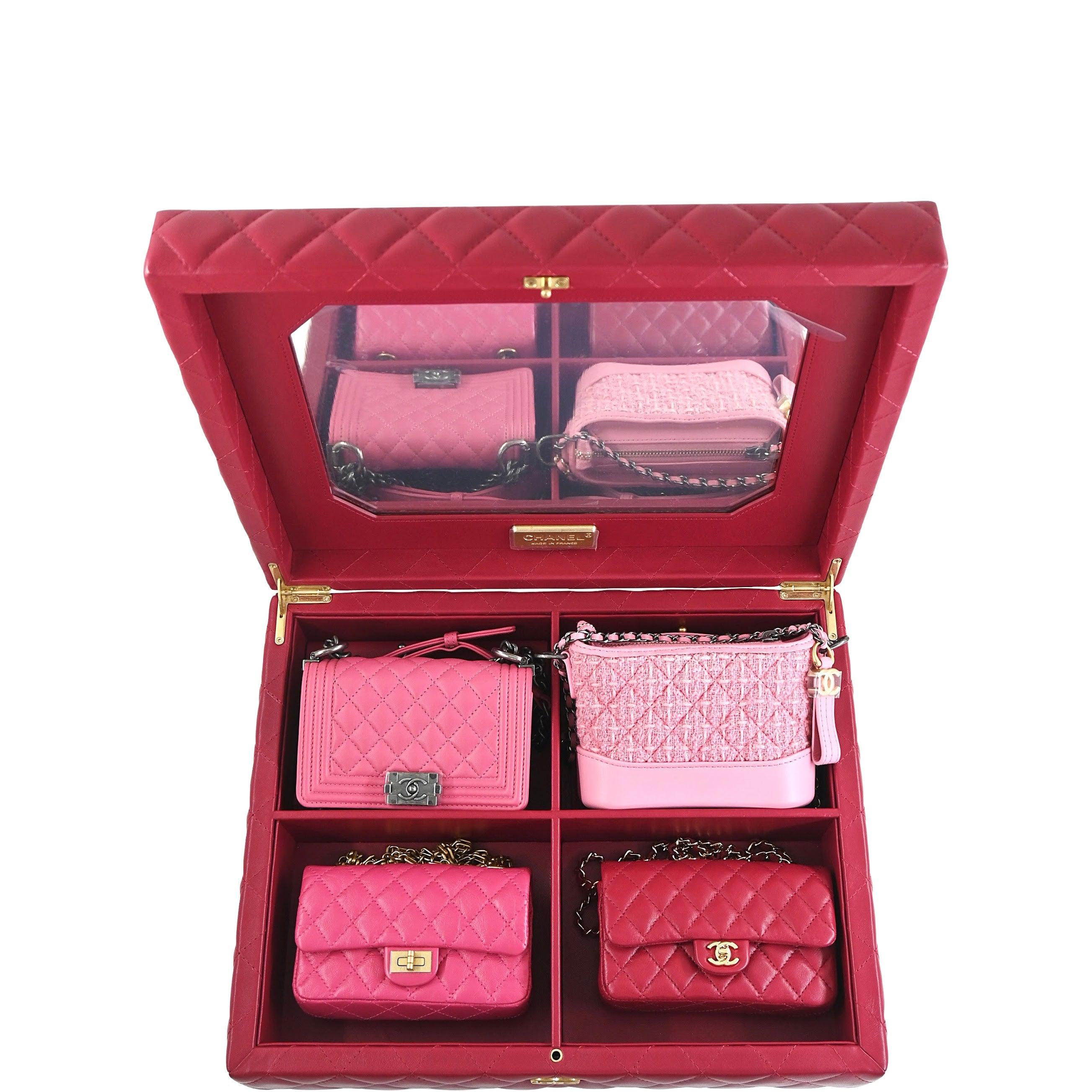 Chanel Success Story Set of 4 Pink and Red Micro Mini Bags with Red Quilted Trunk、mySite、garagedoors4me