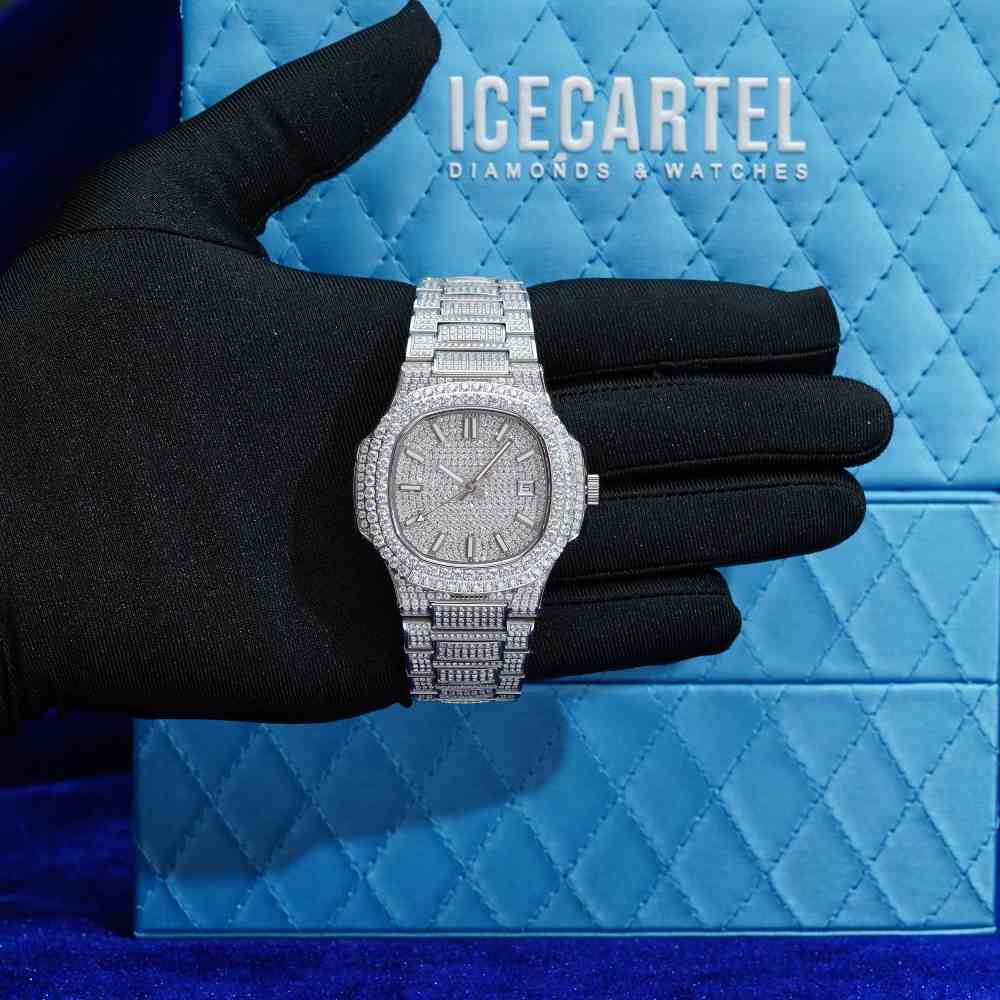 Circle Face Moissanite Watch 14K White Gold、mySite、hinf8tx79