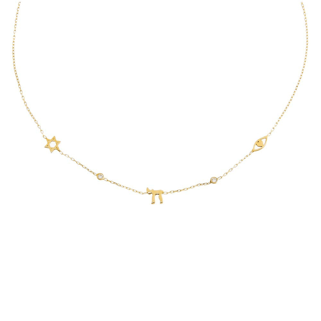Jewish Symbols Bezel Charm Necklace、mySite、topwebapps