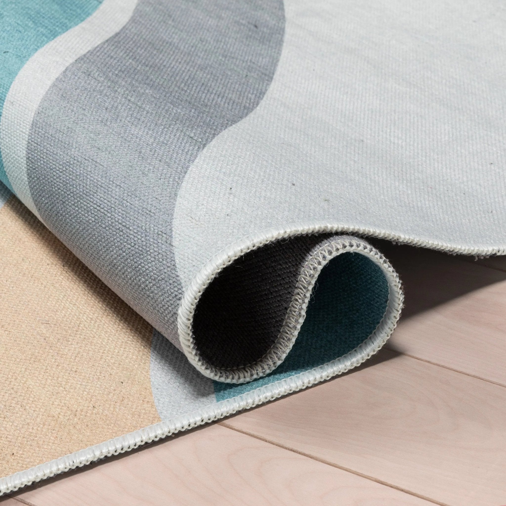 Curved Rainbow Modern Multi Color Blue Area Flat-Weave Rug、mySite、gigharbornorthrealestate