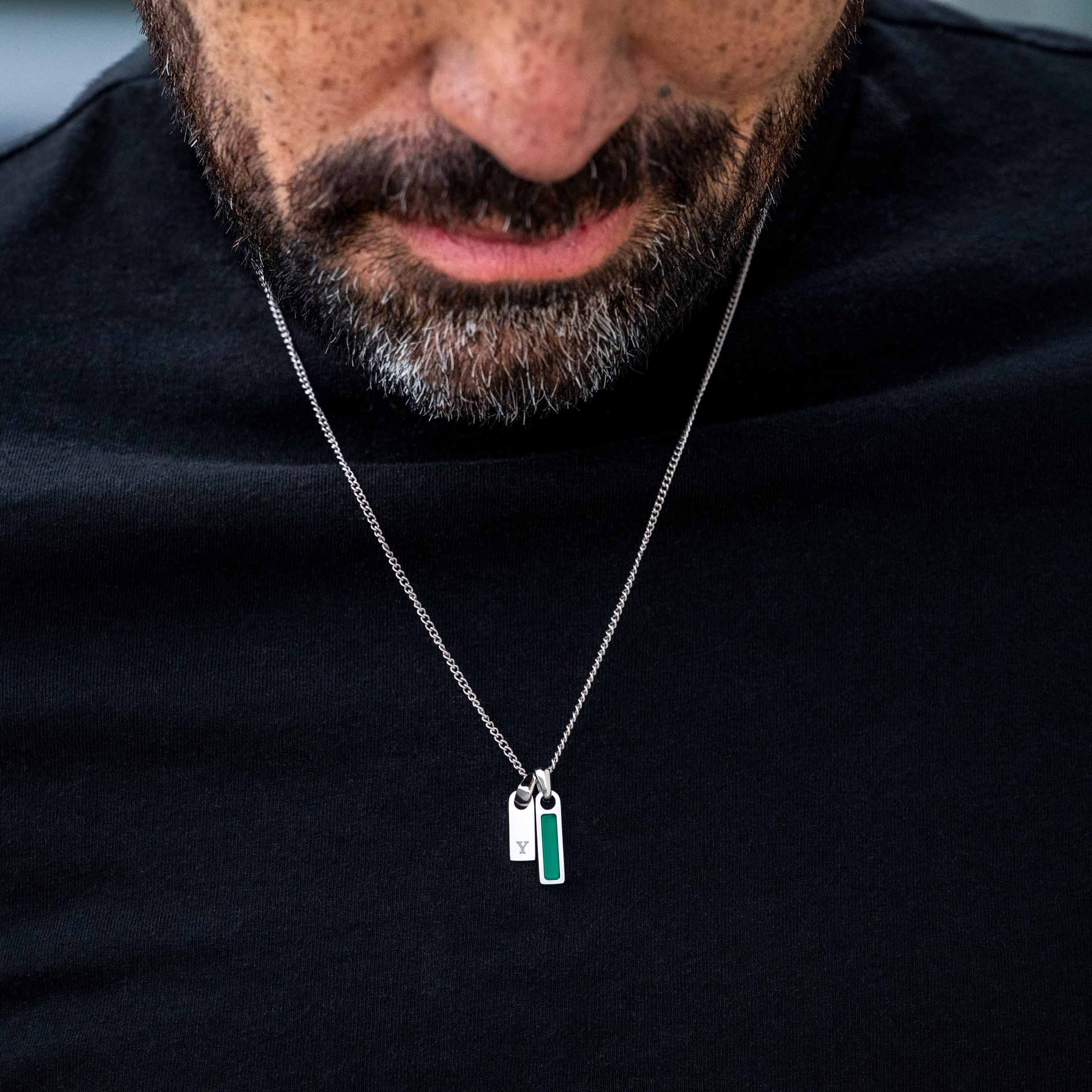 Birthstone & Initial Tag Necklace - Silver、mySite、botmansion