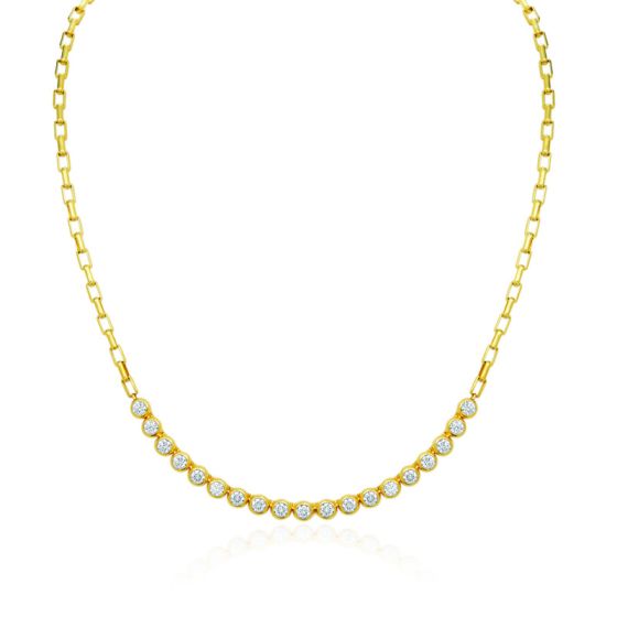 Gumuchian Moonlight 18k Yellow Gold Diamond Bezel Necklace、mySite、hinf8tx79