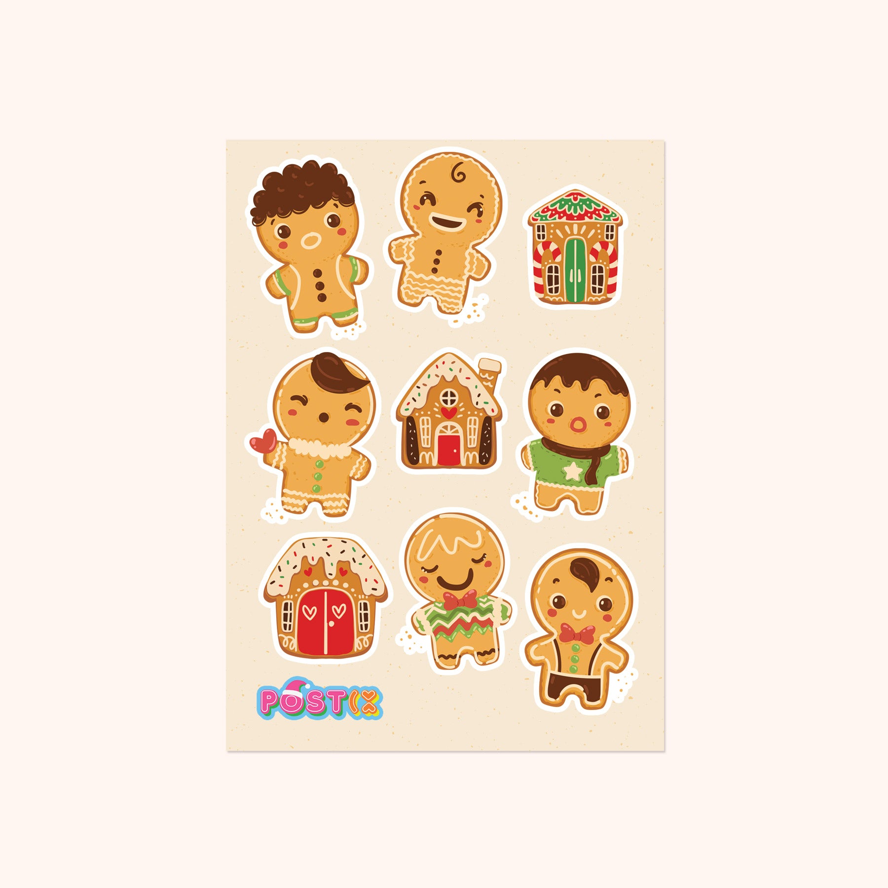  Gingerbread Kids A6 Sticker Sheet、mySite、ghnorth