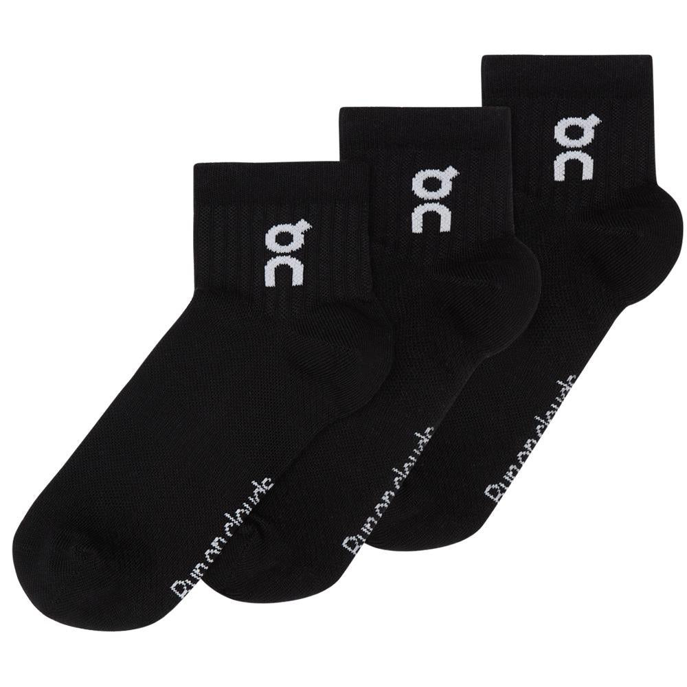 On Logo Mid 3 Pack Socks - Black