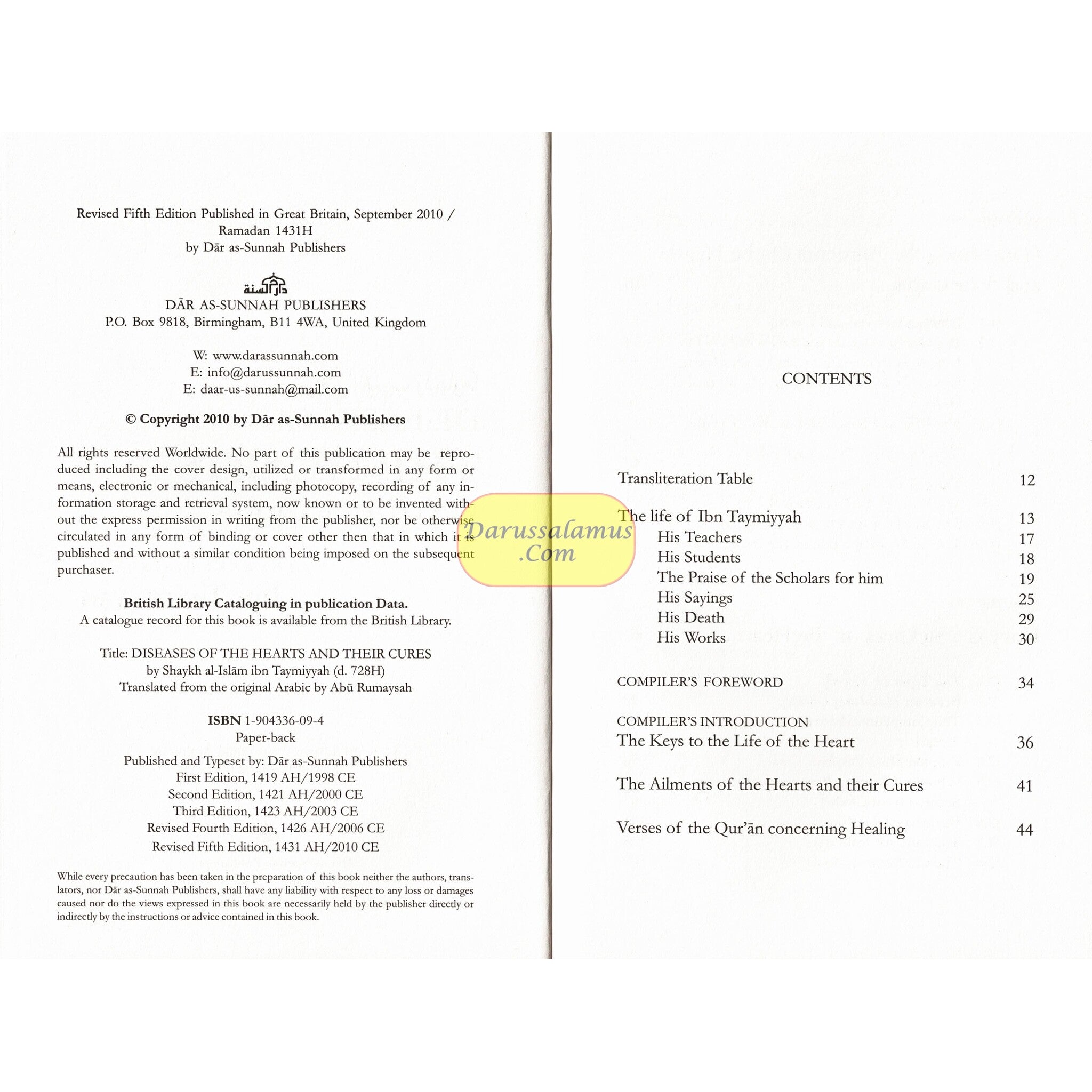 Diseases Of The Hearts & Their Cures By Shaykhul-Islam Ibn Taymiyyah、mySite、topwebapps