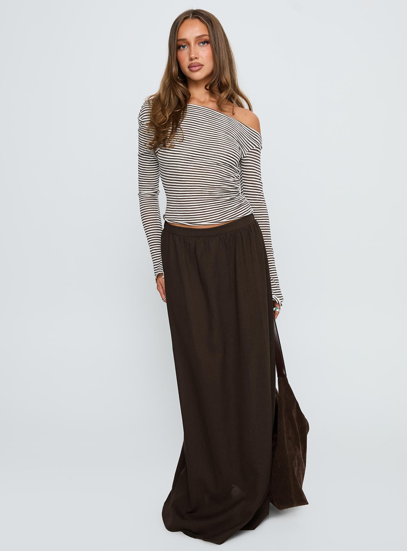 Hallee Maxi Skirt Brown、mySite、solidvoid