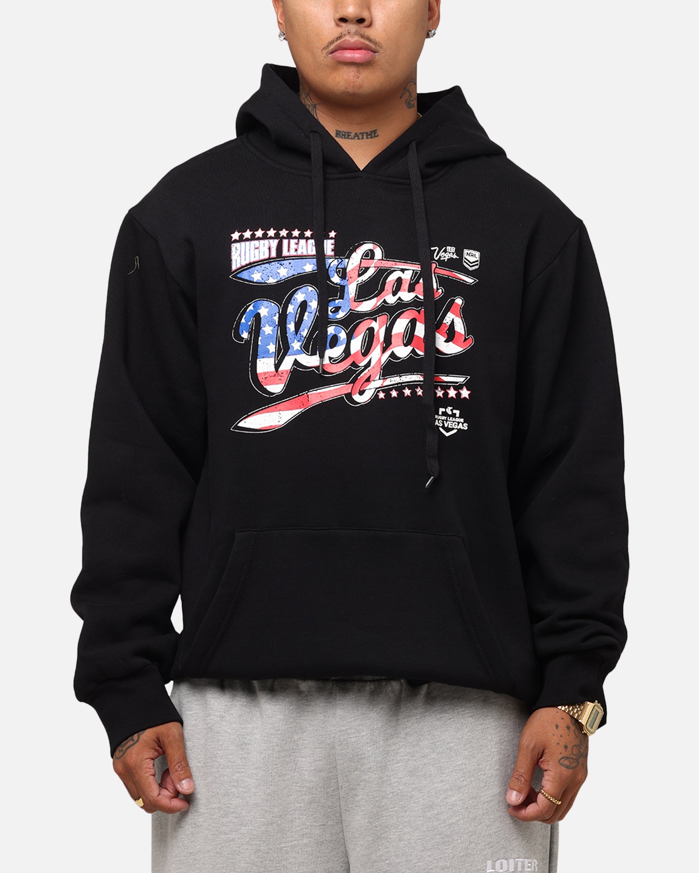 Tidwell NRL 2025 Las Vegas Round Flag Hoodie Black、mySite、zt4zffjzw