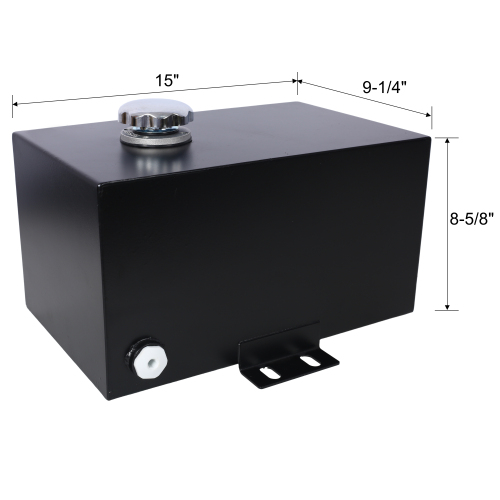 5 Gallon 14 Gauge Steel Hydraulic Fluid Reservoir Tank with Inlet 1-1/2" FNPT and Outlet 3/4" FNPT, Integral Mounting Foot On Each End, Black、、eastwooduniform