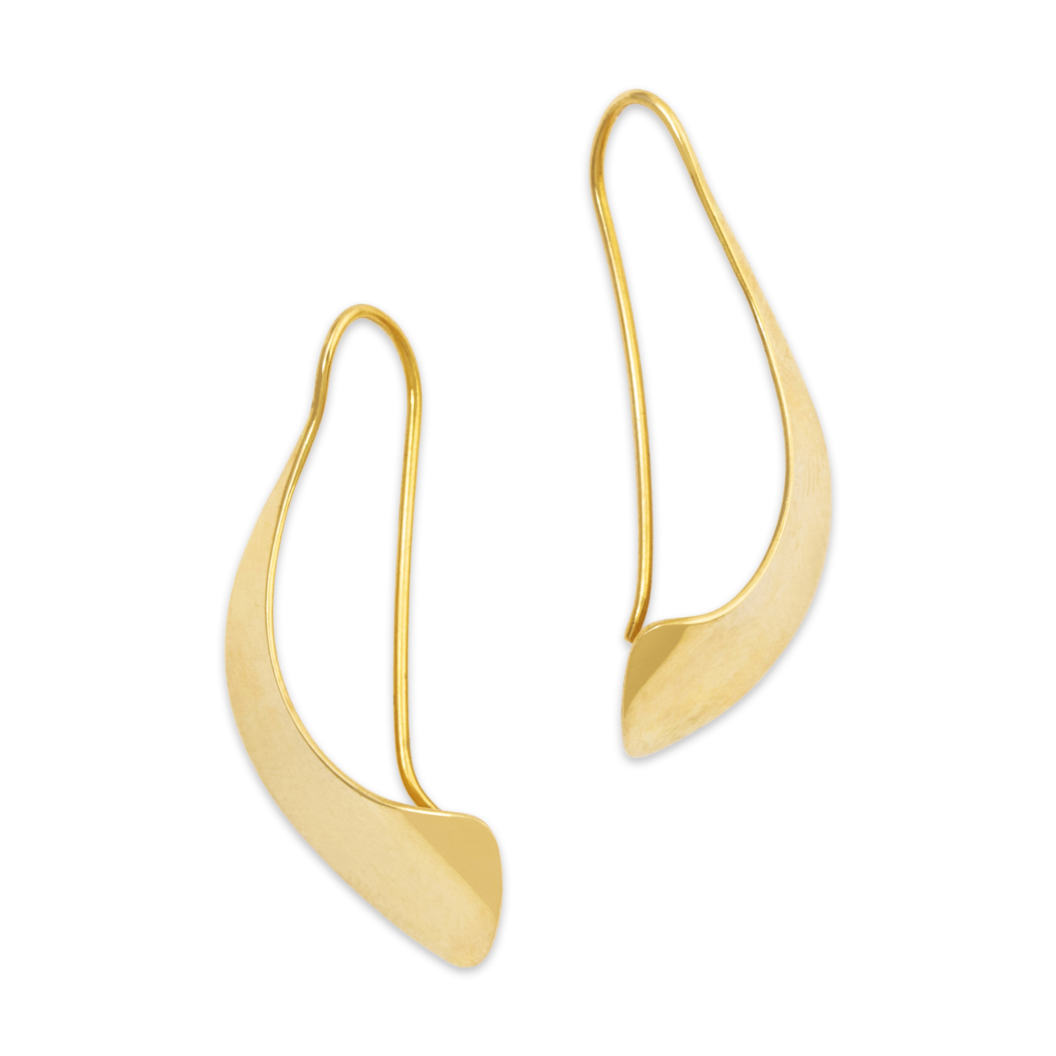 Vintage 14k Yellow Gold Modernist Swooping Earrings、mySite、hinf8tx79