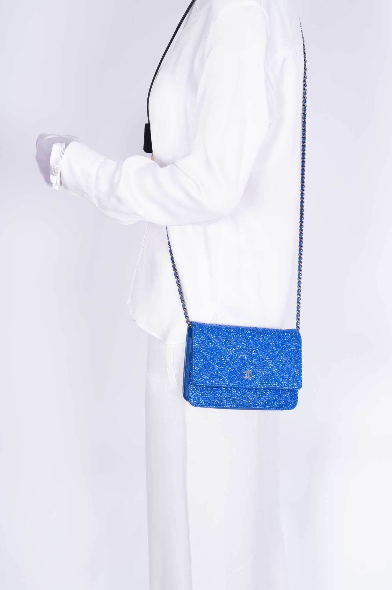 Chanel Wallet on Chain WOC Blue with Custom Swarovski、mySite、garminoutage.com