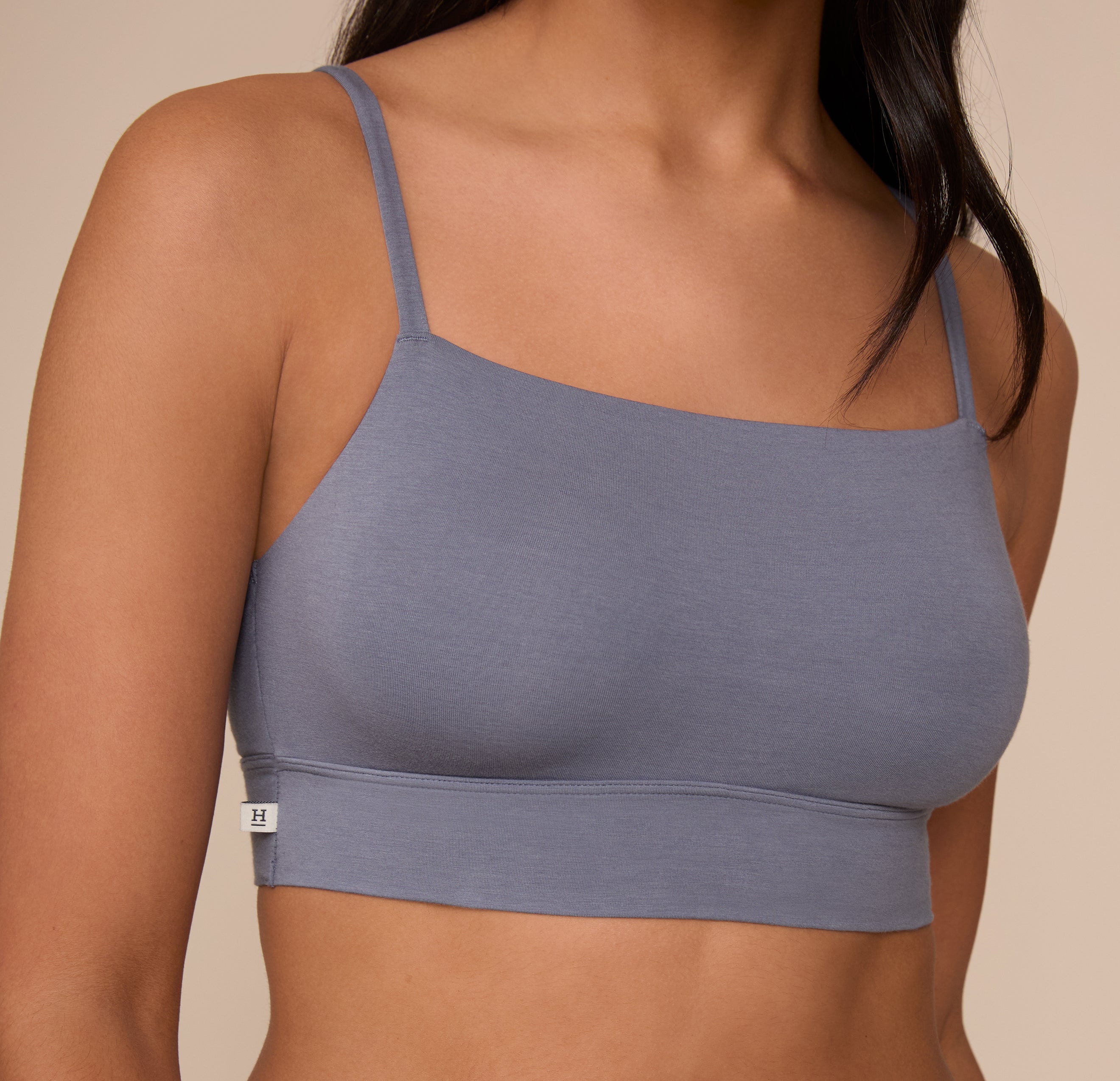 Cloud Cotton Thin Strap Bralette - Slate、mySite、bengalsvssteelers