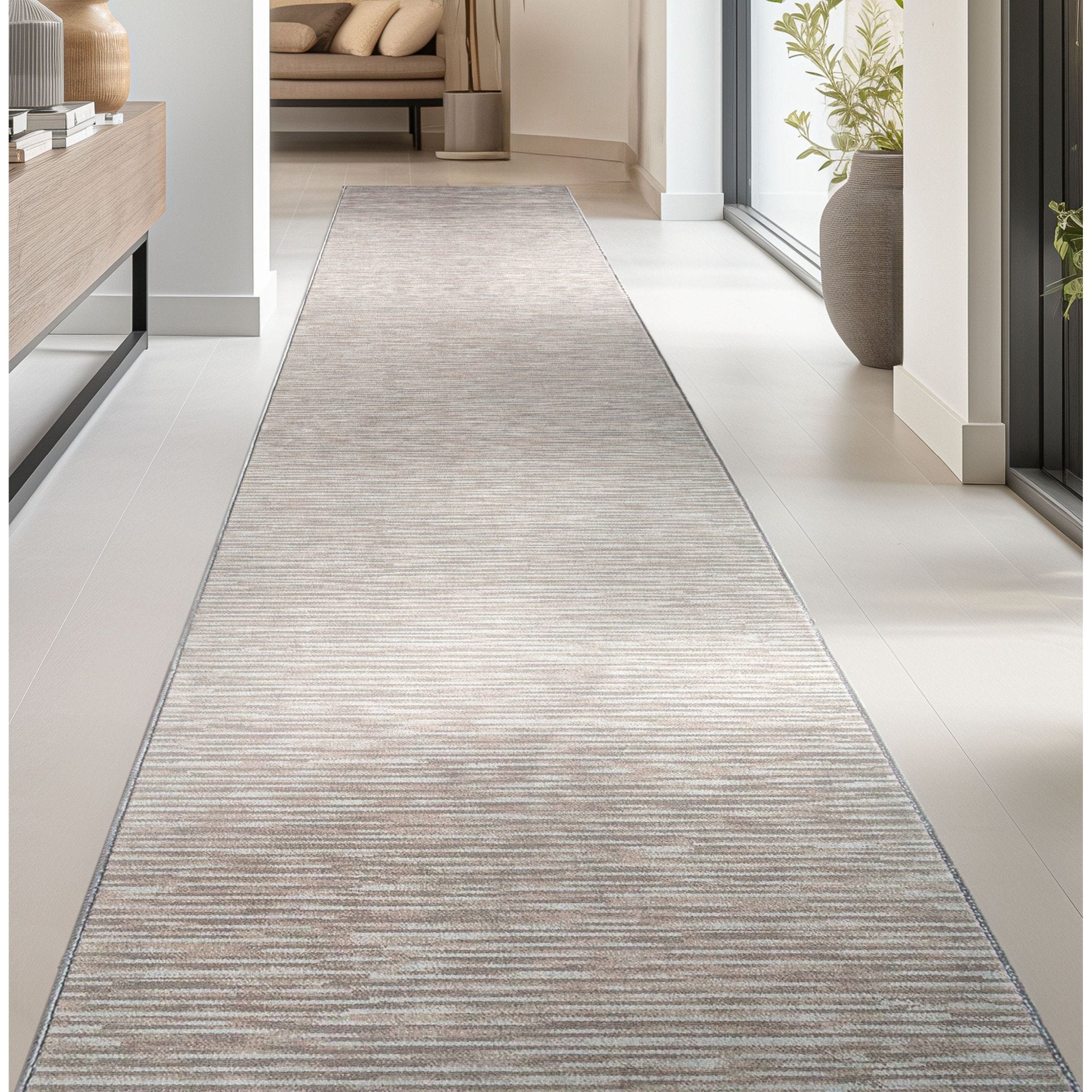 Custom Size Runner Striations Modern Striped Sandstone Elegance Choose Your Width x Choose Your Length Hallway Runner Rug、mySite、gigharbornorthrealestate
