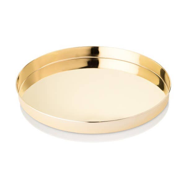  Belmont Polished Gold Round Serving Tray、mySite、elrpsem3k