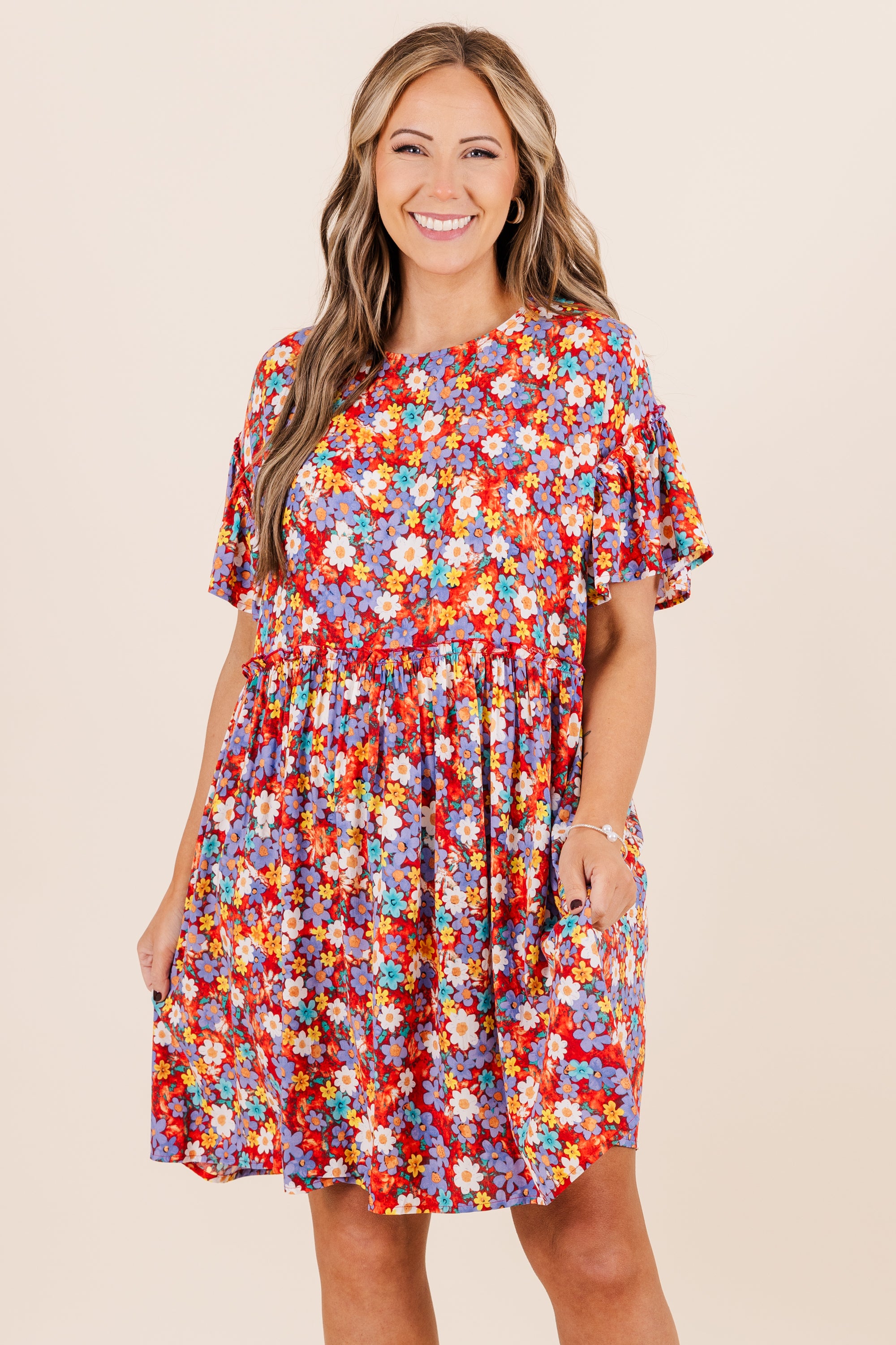  Fire Flower Babydoll Dress, Red、mySite、justintrudeaud