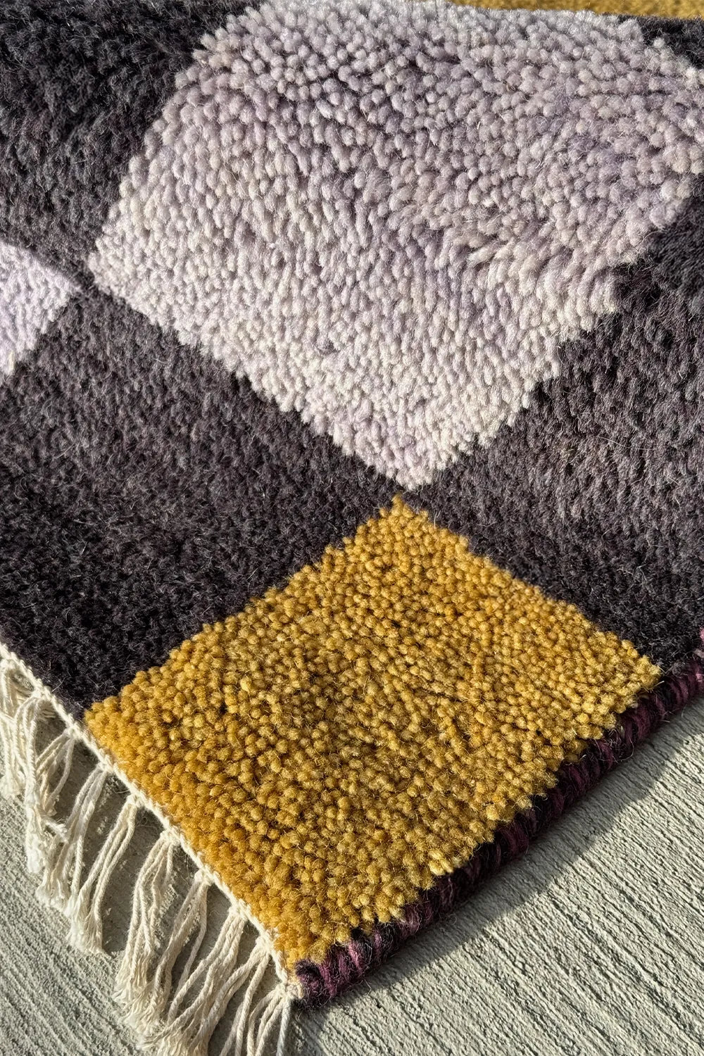 Colorful Checkered Hand Knotted Square Wool Rug、mySite、gigharbornorthrealestate