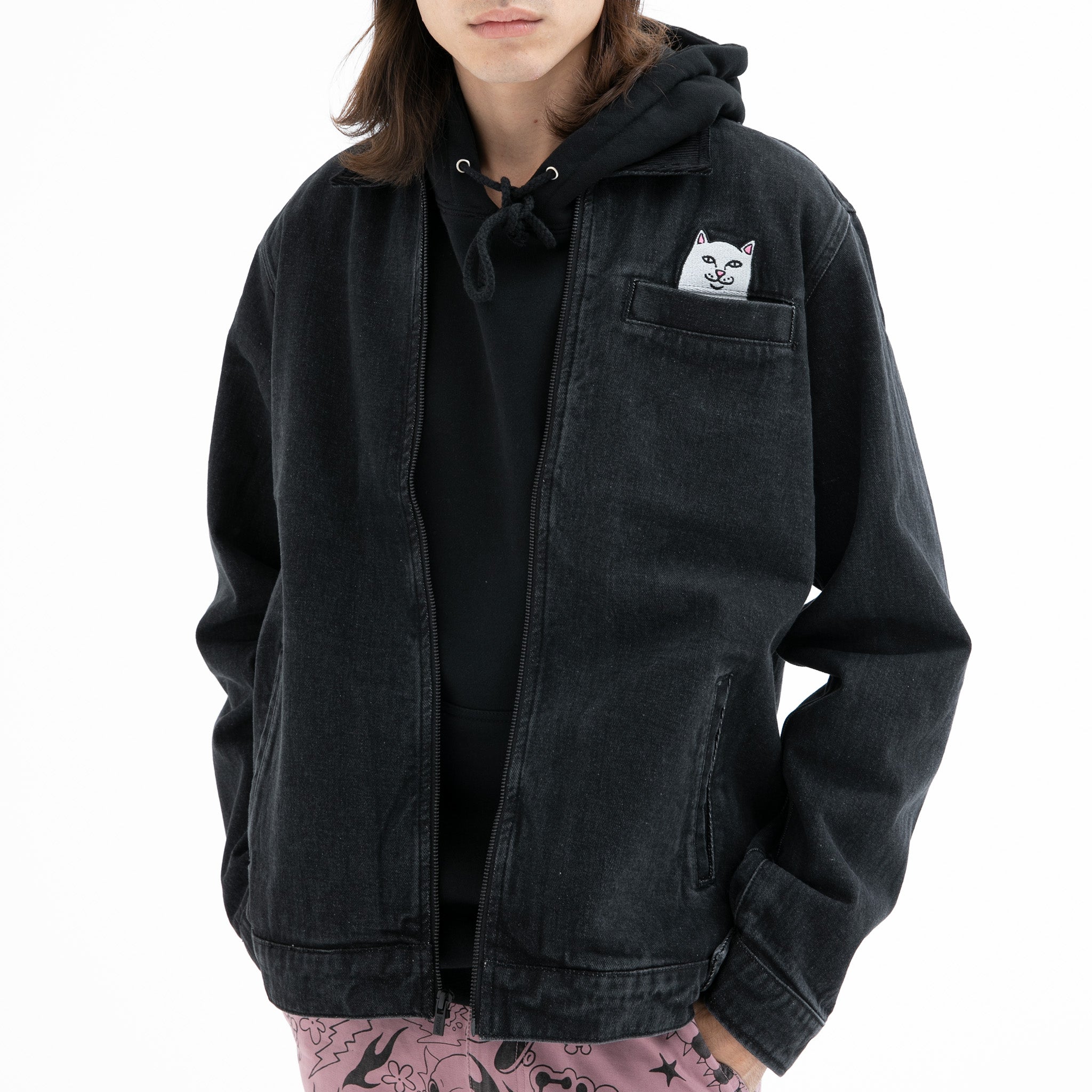 La Brea Peeking Nermal Work Jacket (Black Washed Denim)、mySite、merchandisen