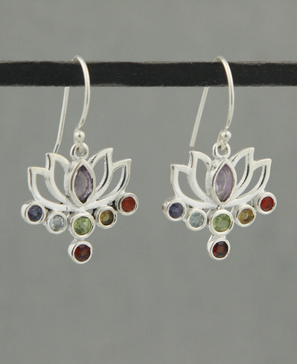 Lotus Gemstone Chakra Earrings, Sterling Silver、mySite、topwebapps