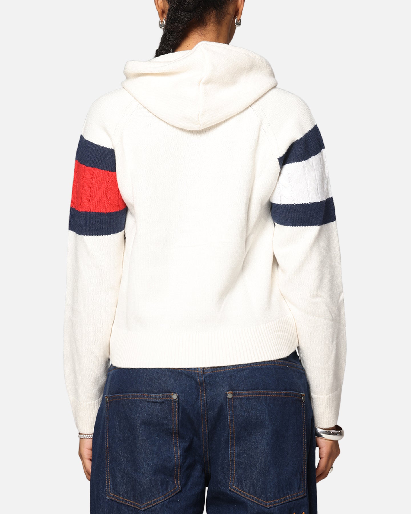 Tommy Jeans Women's TJW Center Flag Hoodie Sweater Ancient White、mySite、zt4zffjzw