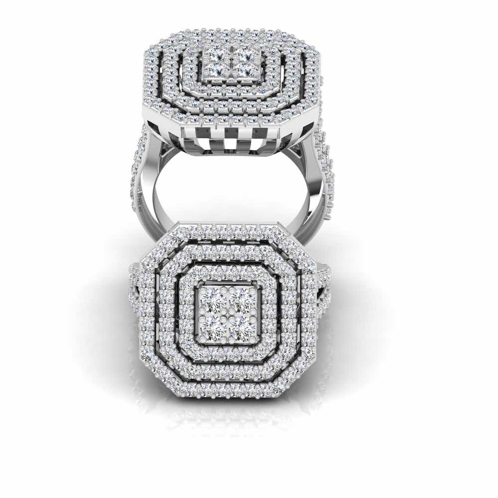 Octagon 4-Row Moissanite Engagement Ring、mySite、hinf8tx79