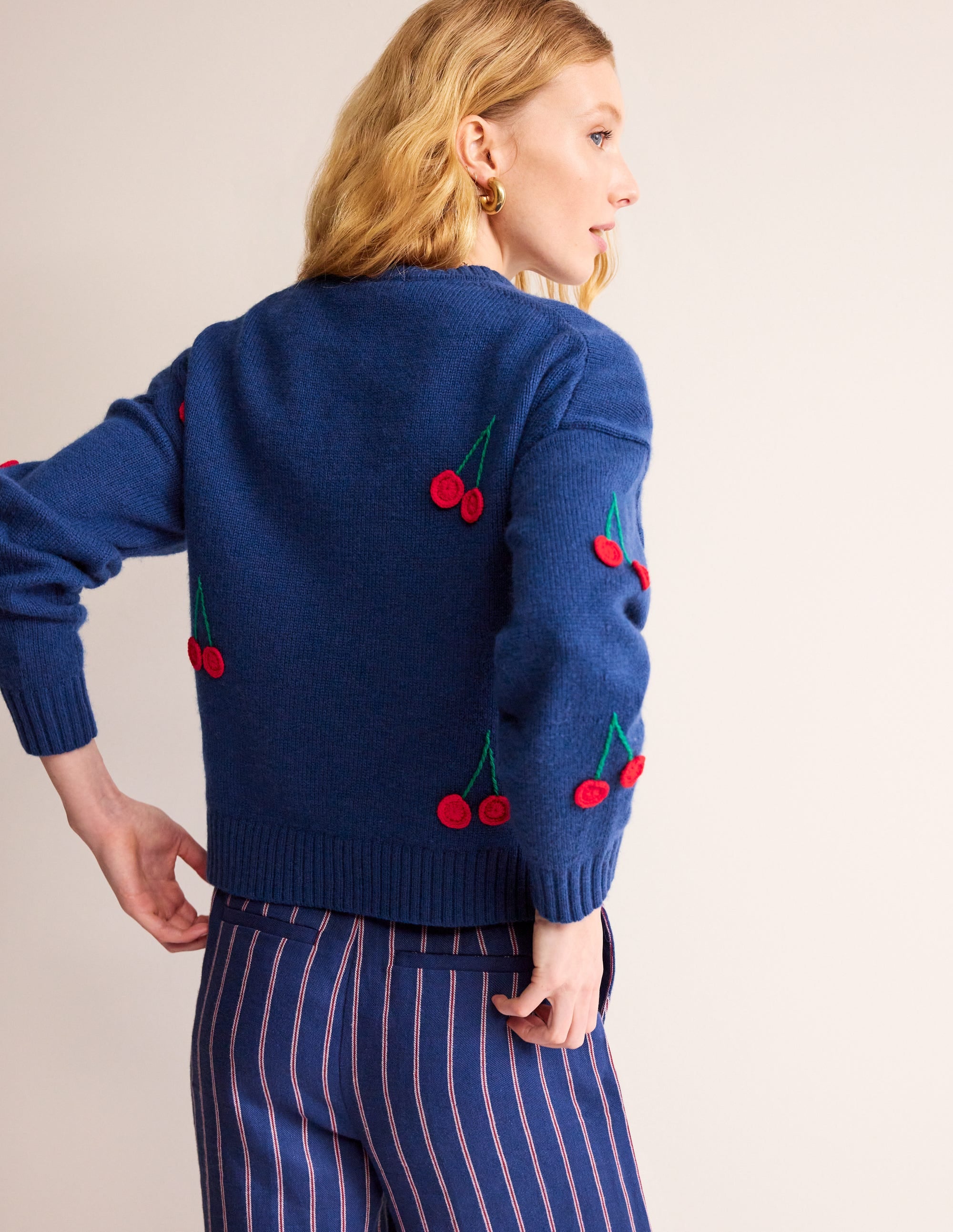  Hand Embroidered Jumper-Blue Decadence, Cherries、mySite、ashleygrahame