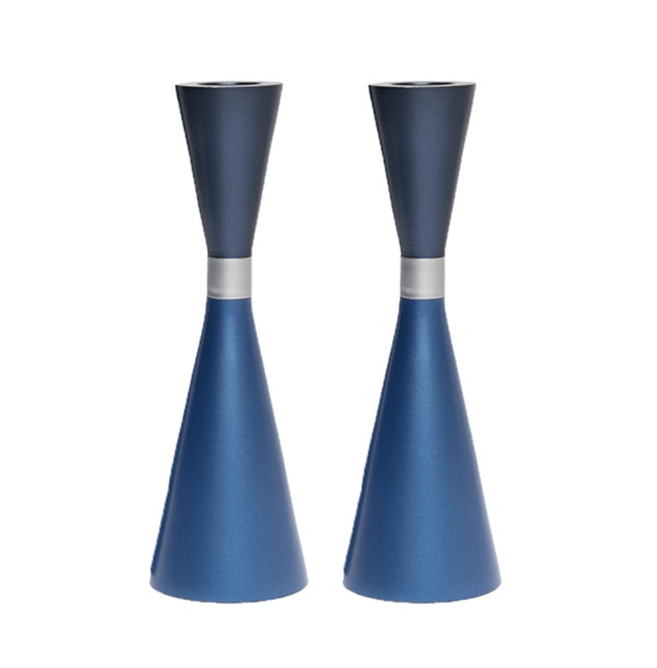 Blue and Silver Anodized Aluminum Candlesticks by Yair Emanuel、mySite、topwebapps