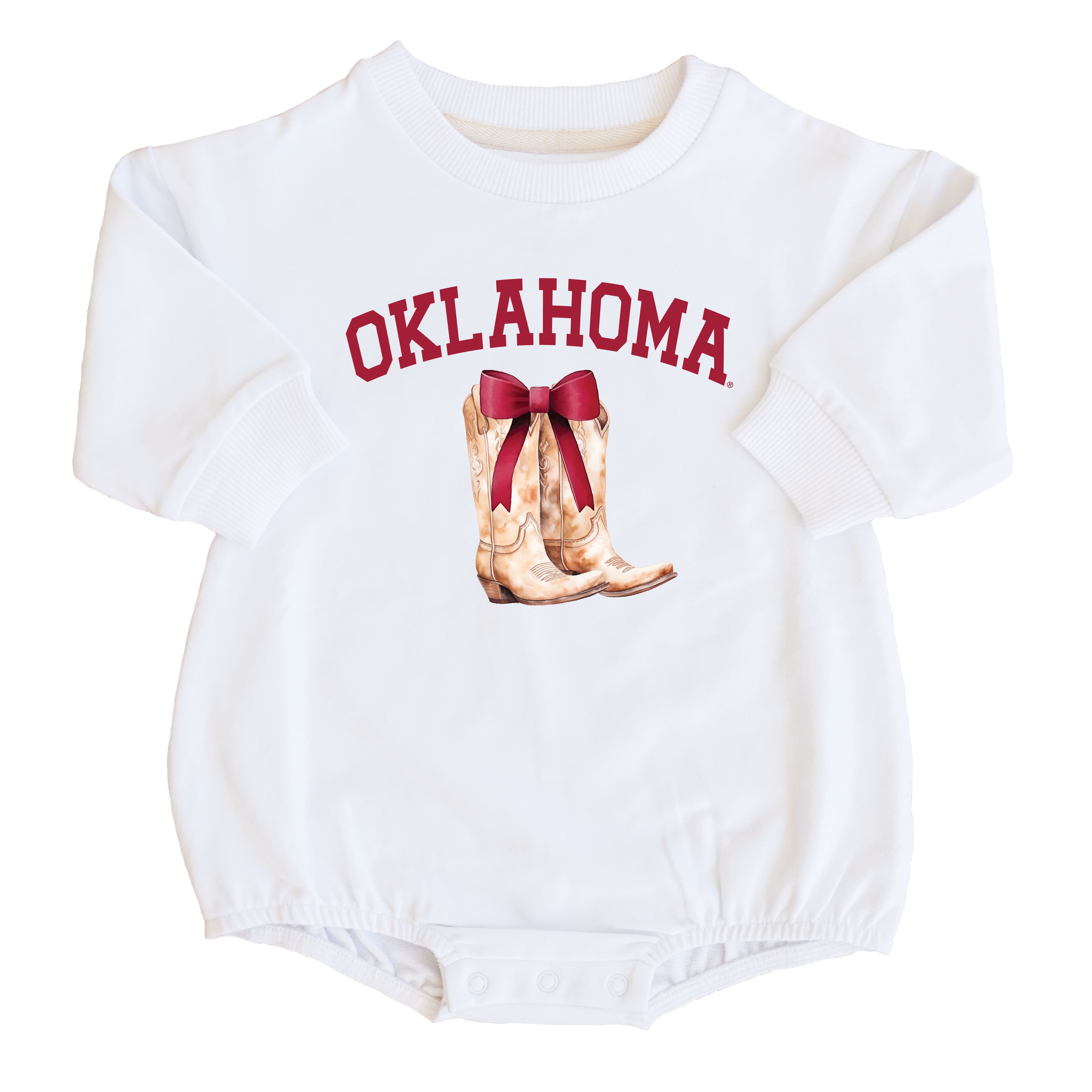  University of Oklahoma | Footballs & Bows Graphic Sweatshirt Bubble Romper、mySite、layawaytickets
