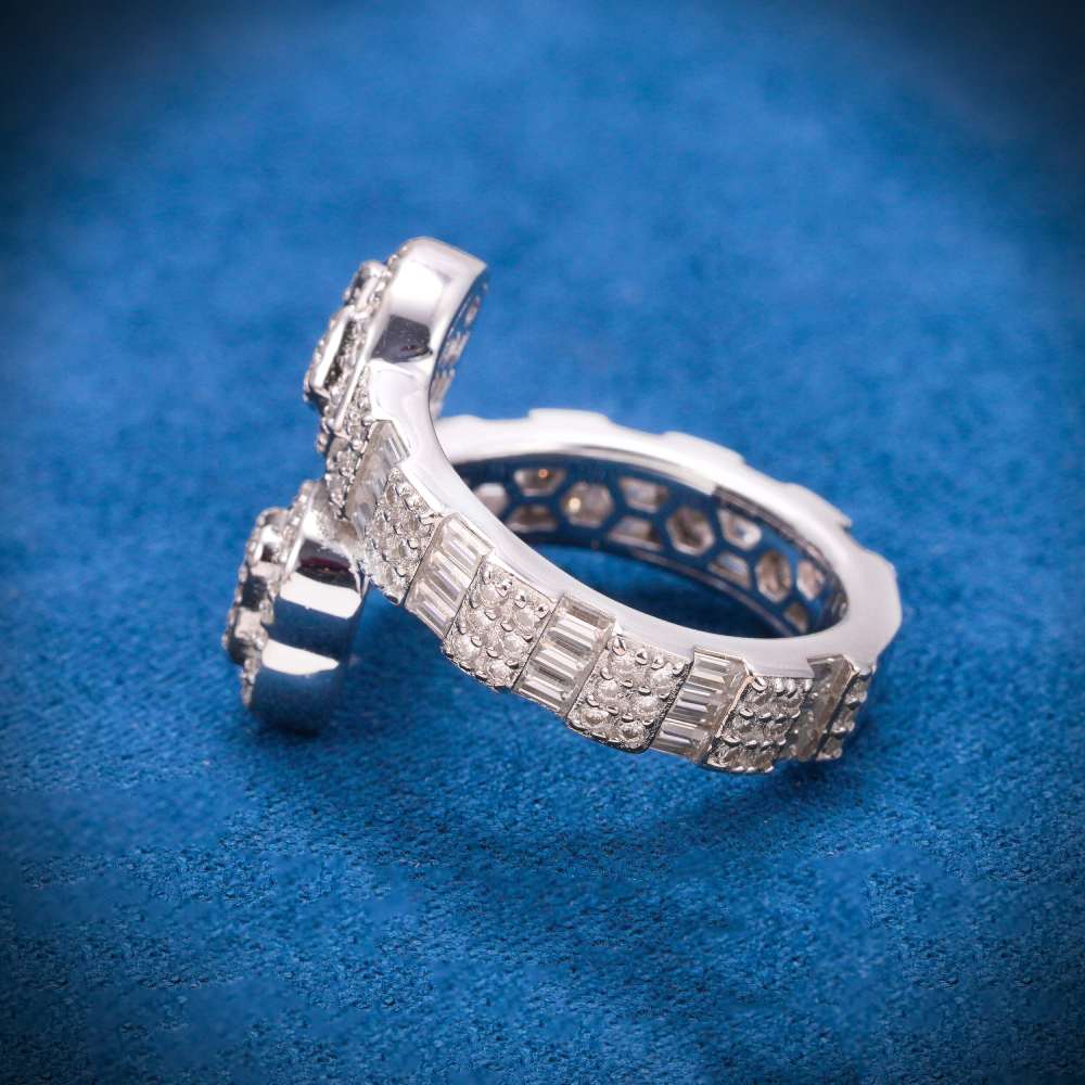 Moissanite Split Heart Ring 14K White Gold、mySite、hinf8tx79