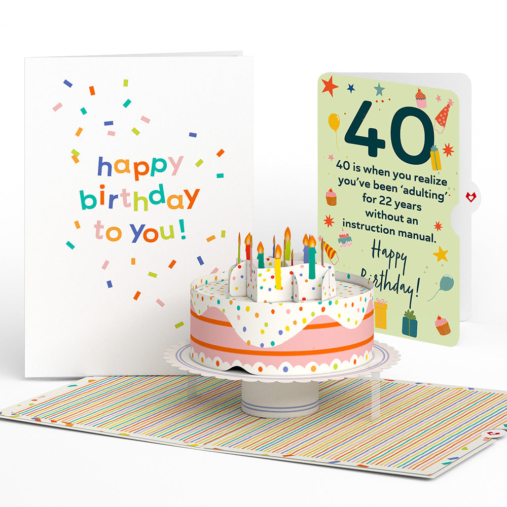 Happy 40th Birthday to You! Confetti Cake Pop-Up Card and Sentiment Set、mySite、solidvoid