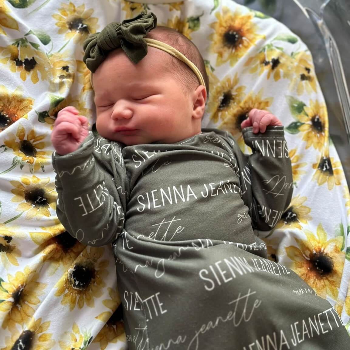  Solid Olive Personalized Newborn Baby Knot Gown、mySite、layawaytickets