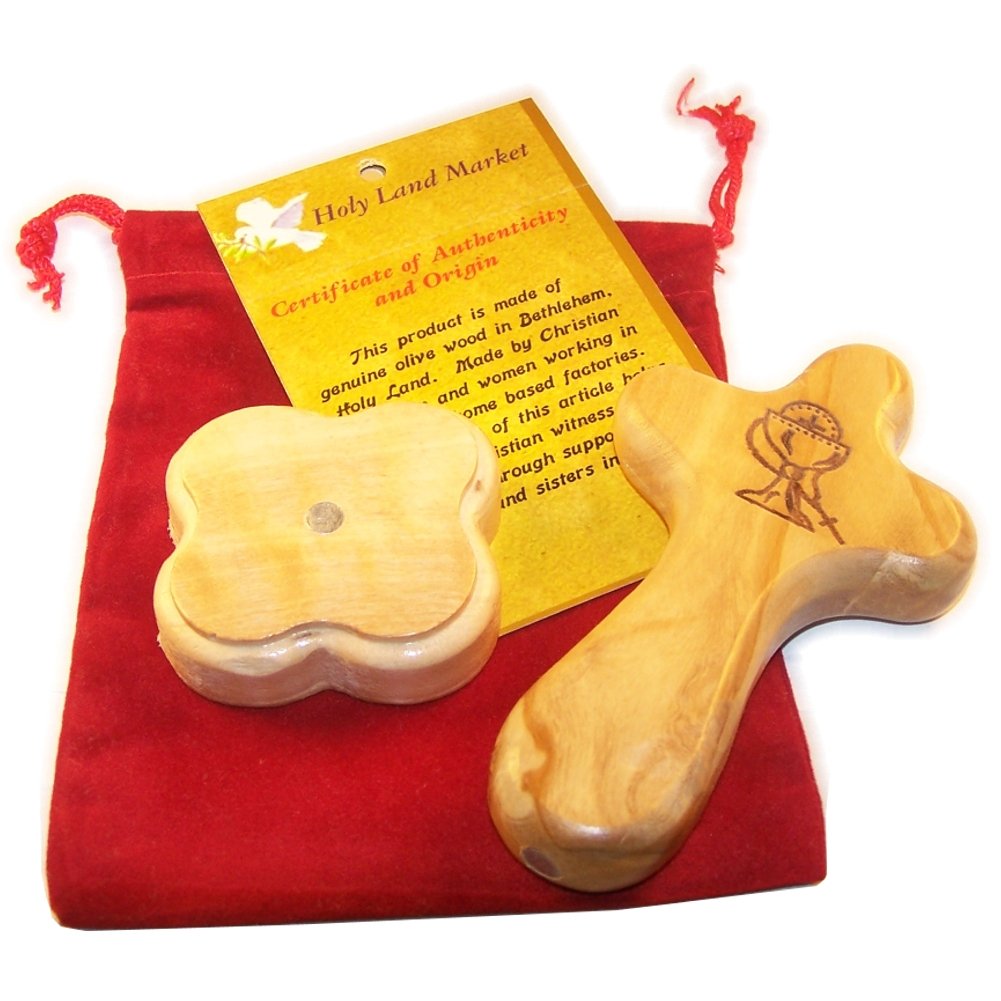  Holy Land Market Catholic Communion/Rosary - Hand or Table Cross. Package. Comes with Velvet Bag & Lord's Prayer Card - 4 Cross、mySite、elrpsem3k