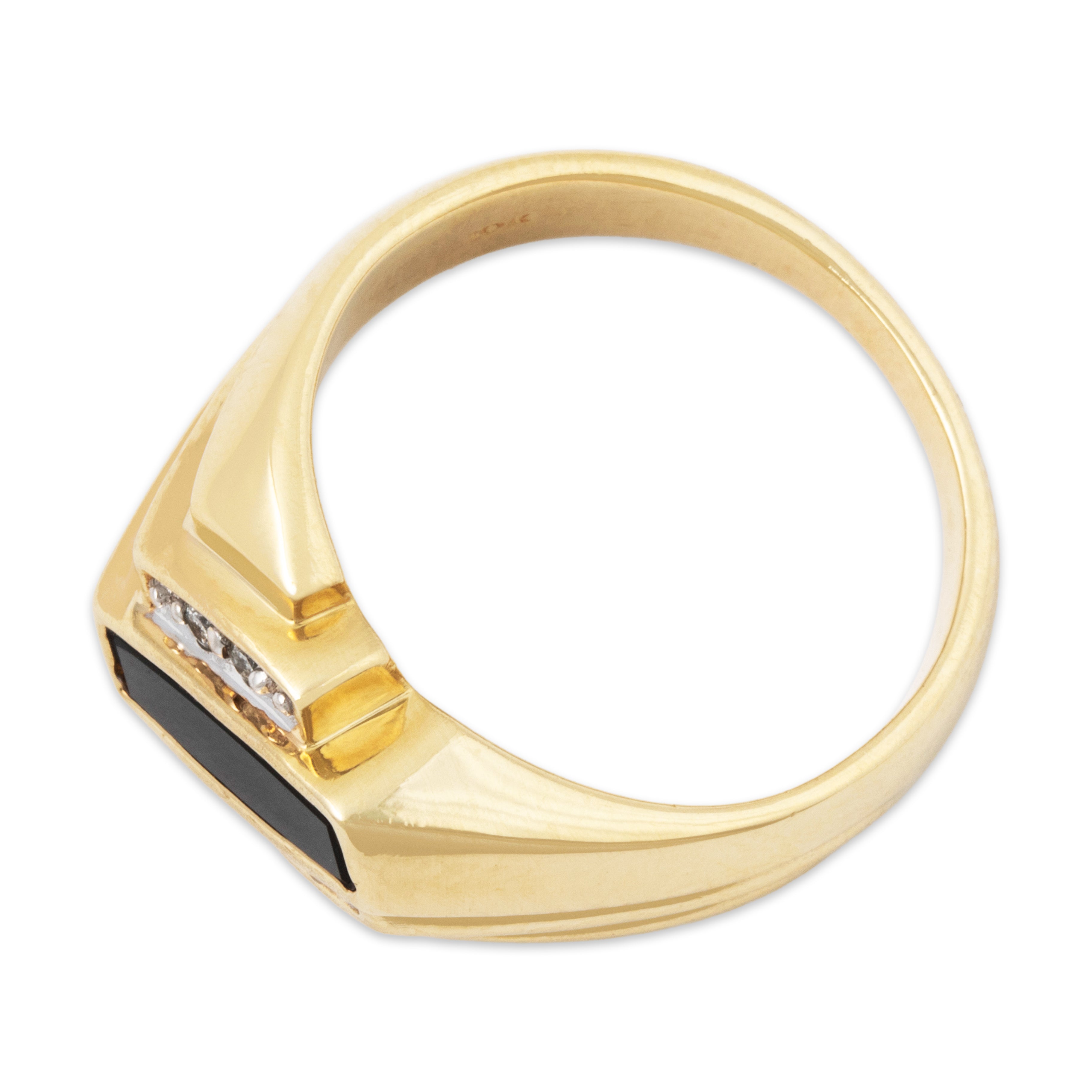 Vintage 10k Yellow Gold Onyx Diamond Bold Mid-Century Ring 9.75、mySite、hinf8tx79