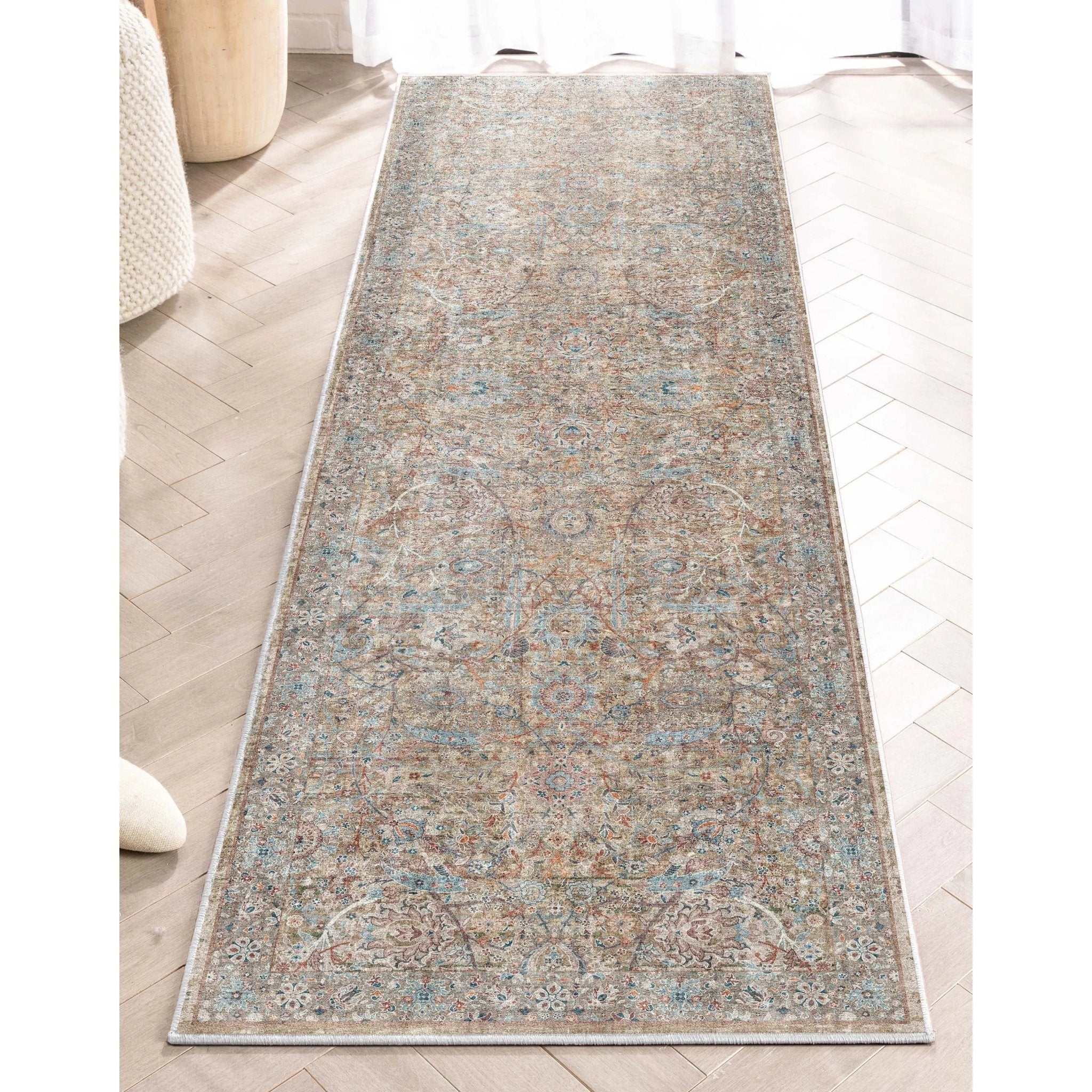 Emilia Vintage Persian Floral Blue Flat-Weave Rug、mySite、gigharbornorthrealestate