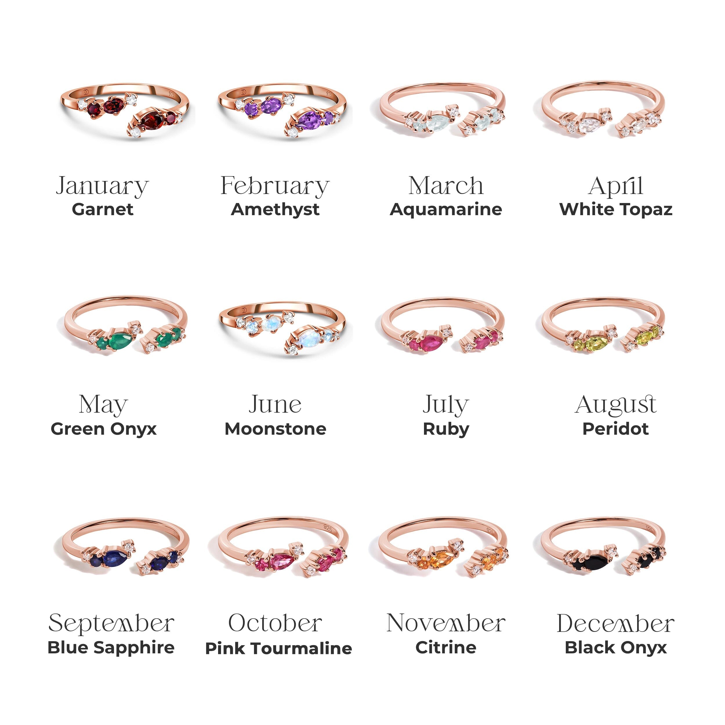 Adjustable White Topaz Ring Flourish - April Birthstone、mySite、hinf8tx79