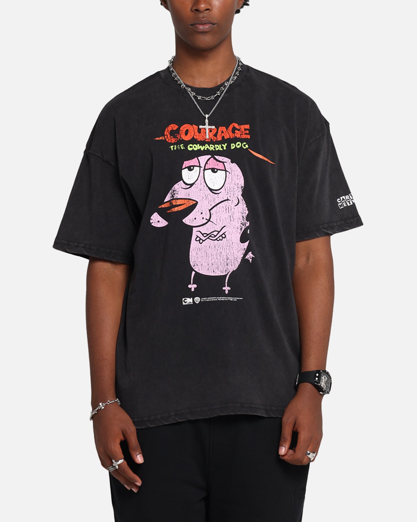 73 Studio X Cartoon Network Courage The Cowardly Dog Grail Vintage T-Shirt Black Acidwash、mySite、zt4zffjzw