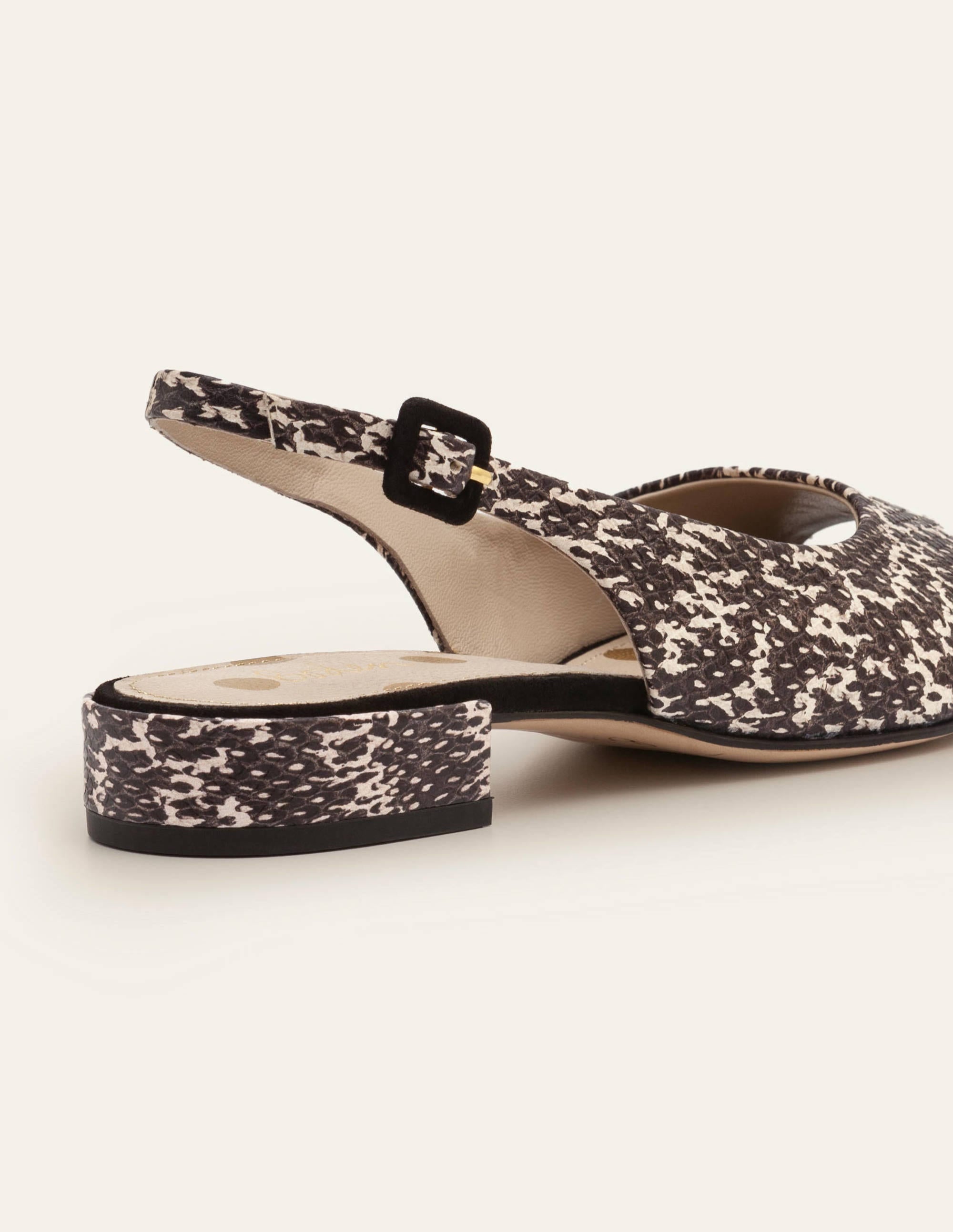  Ivy Low Heel Slingbacks-Black/White Snake、mySite、ashleygrahame