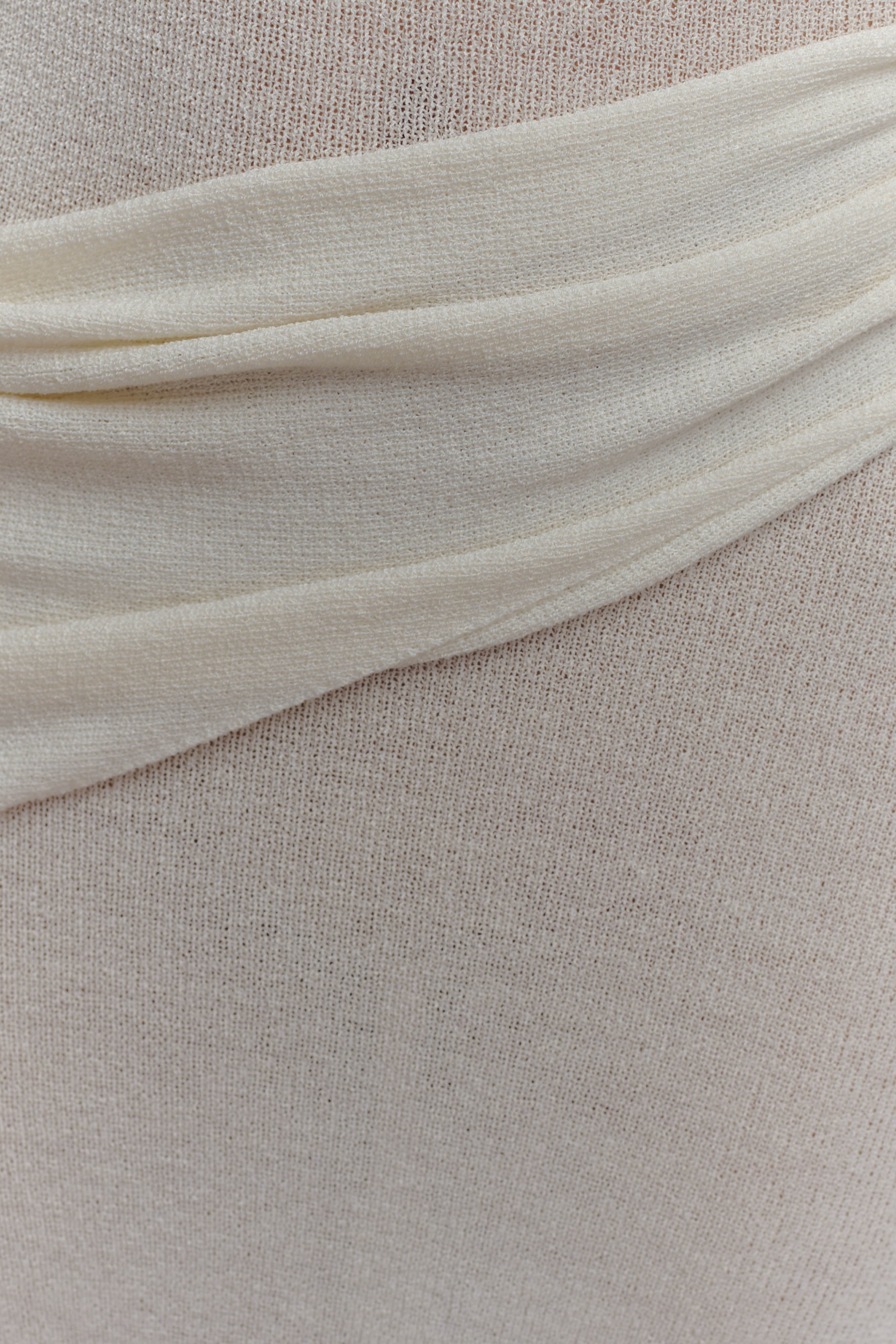 Alexius One Shoulder Knit Maxi Dress - Ivory、mySite、solidvoid